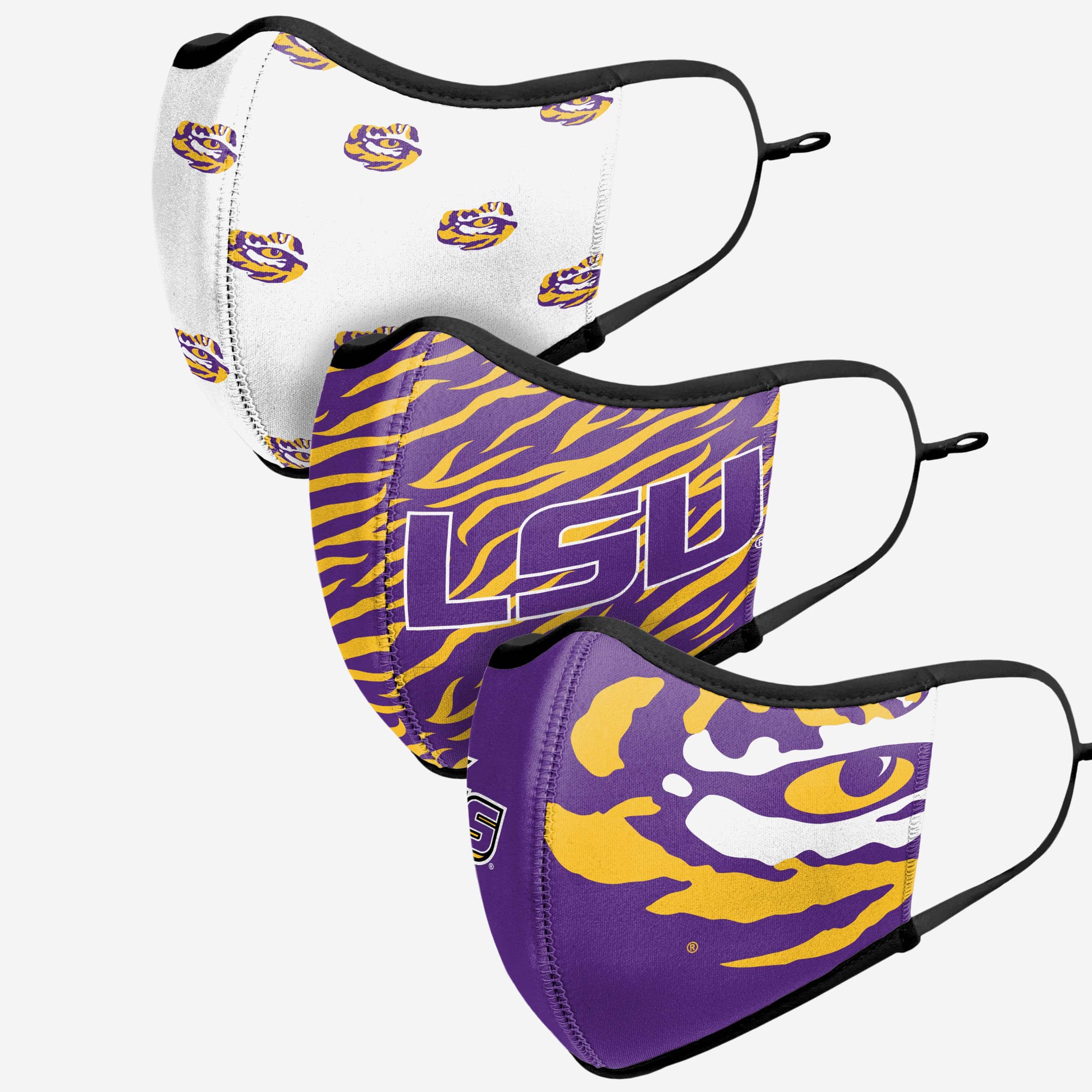 LSU Tigers Thematic Sports 3-Pack Face Cover - Show Your Team Spirit!
