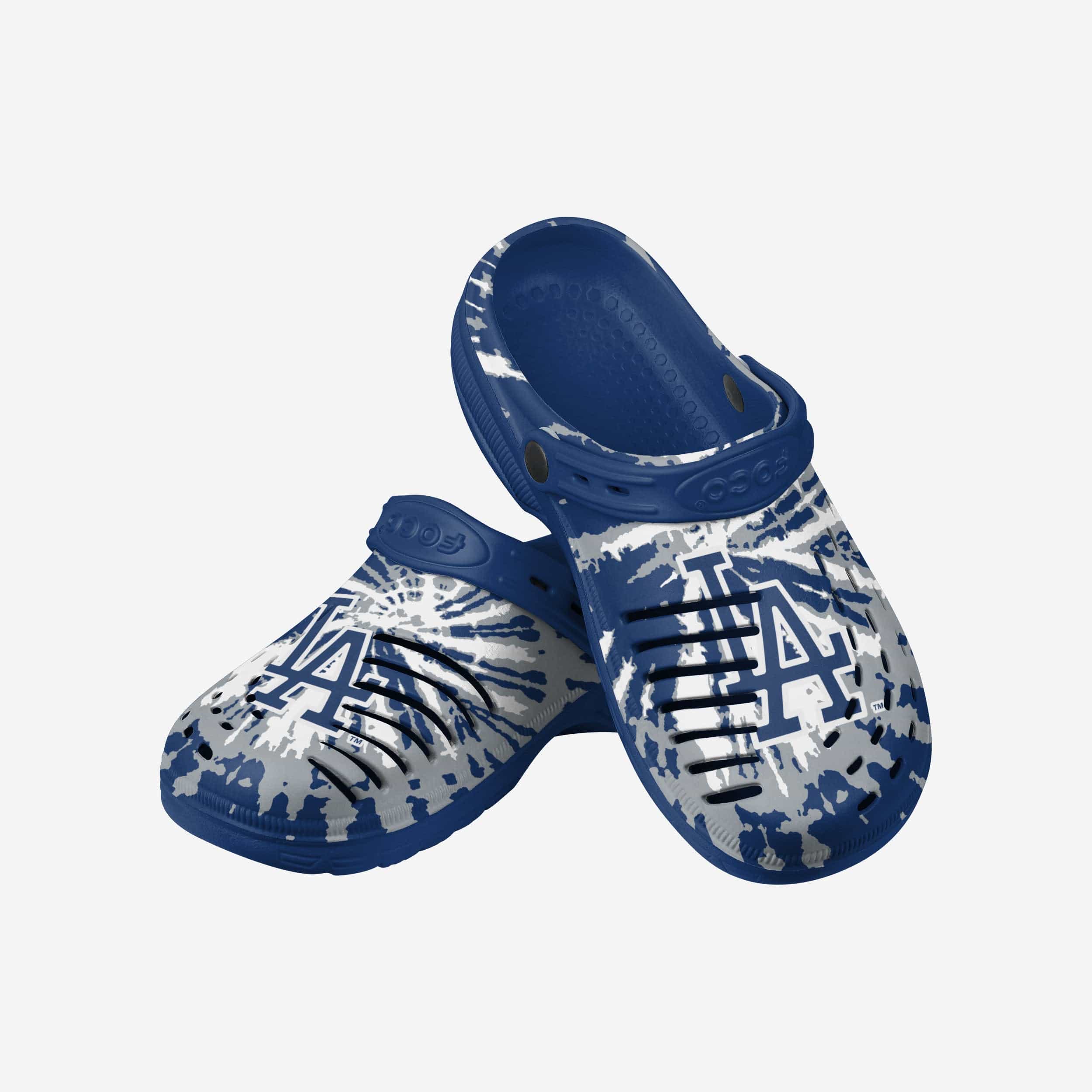 Groovy Los Angeles Dodgers Tie - Dye Clogs with Straps