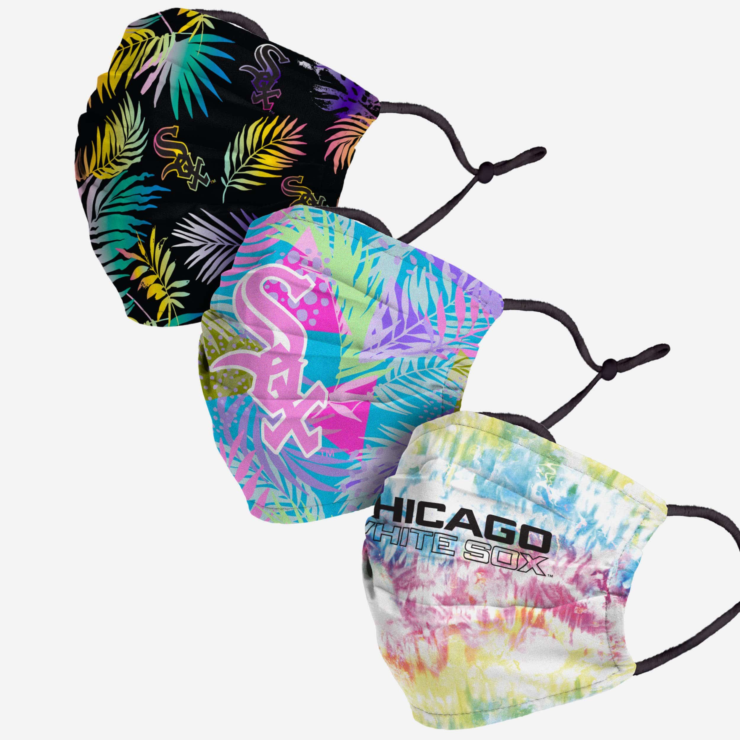 Chicago White Sox Neon Floral Face Cover 3-Pack: Show Your Team Spirit!