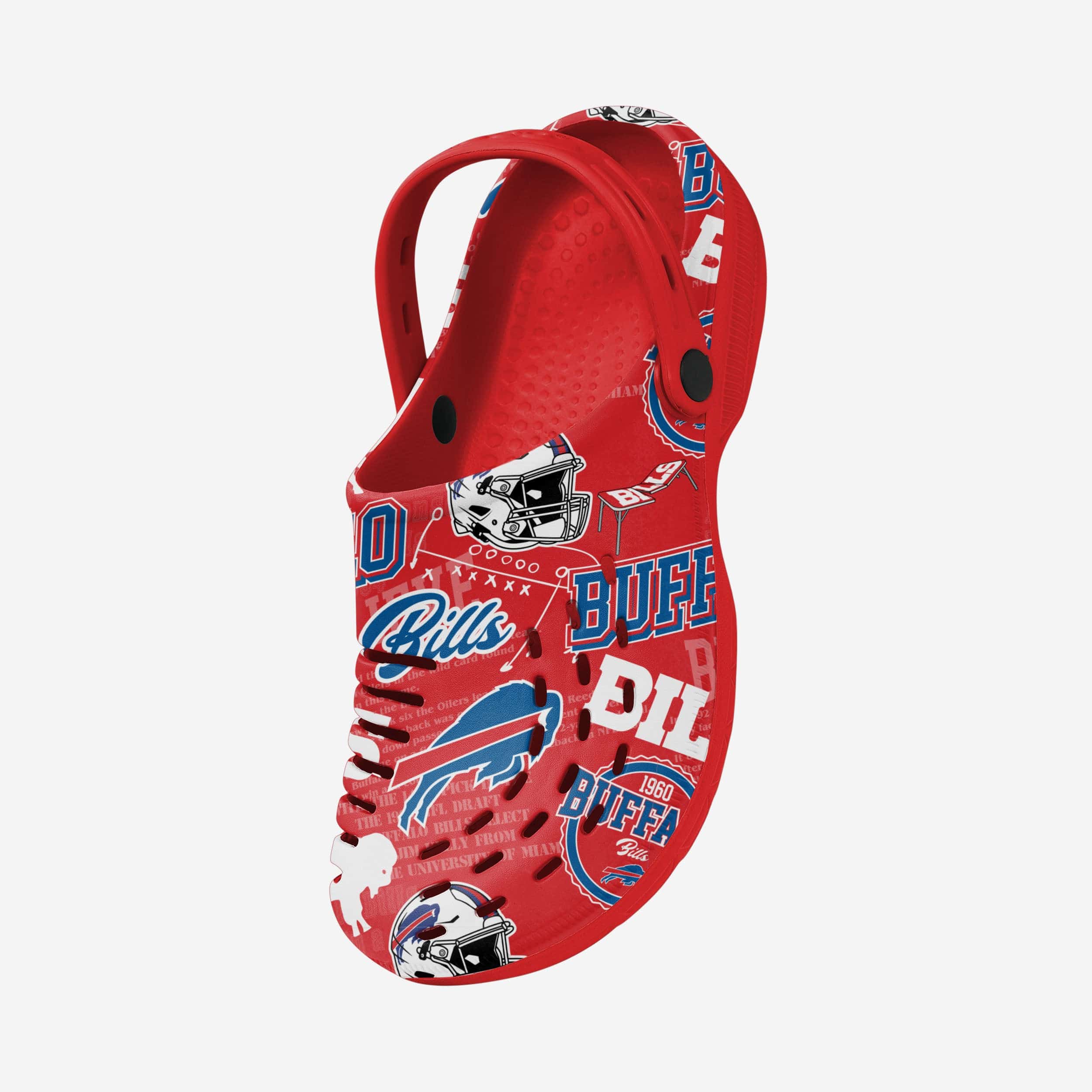 Buffalo Bills Vintage Print Clogs with Straps - A Timeless Team Tribute
