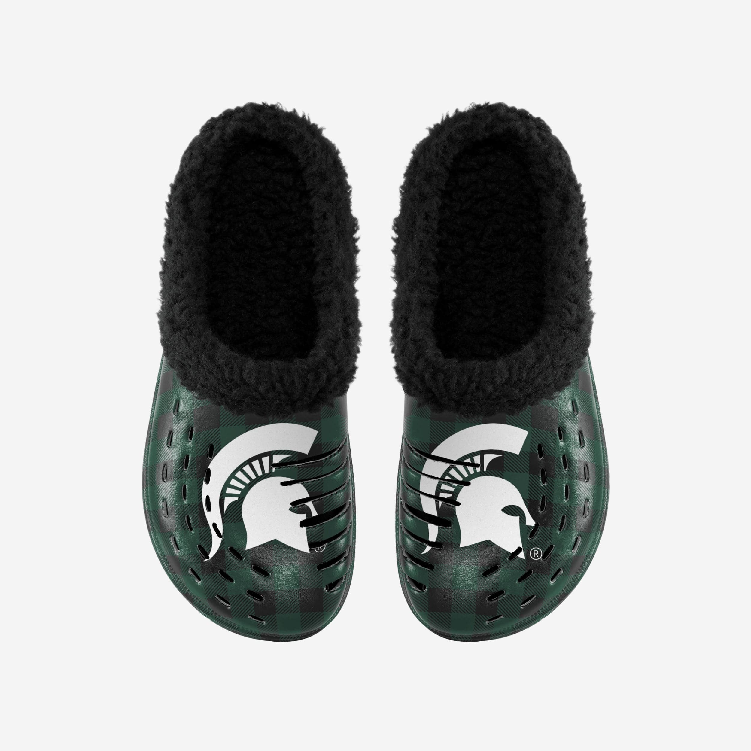 Michigan State Spartans Stylish Sherpa-Lined Buffalo Check Clogs