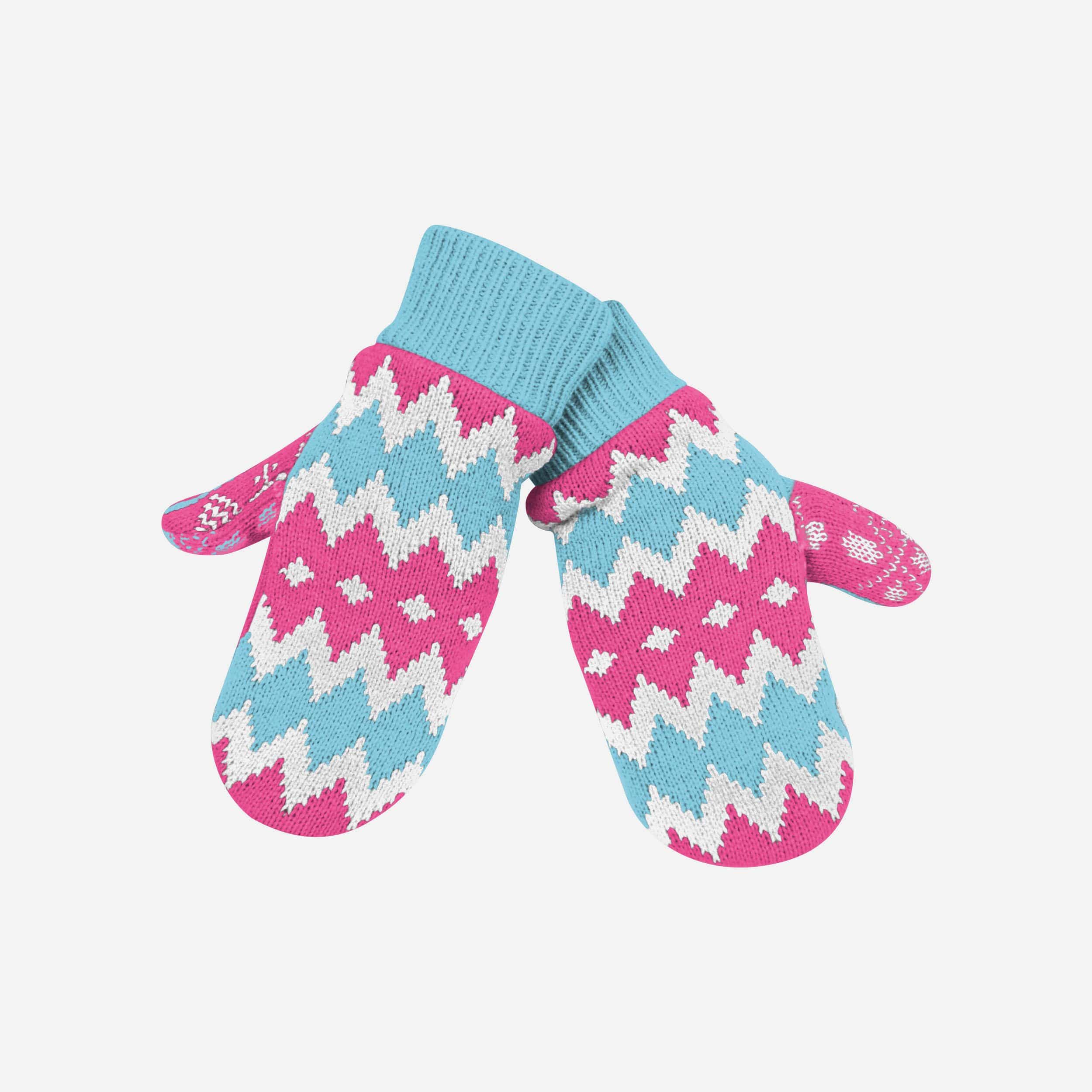Stylish Blue & Pink Winter Mittens