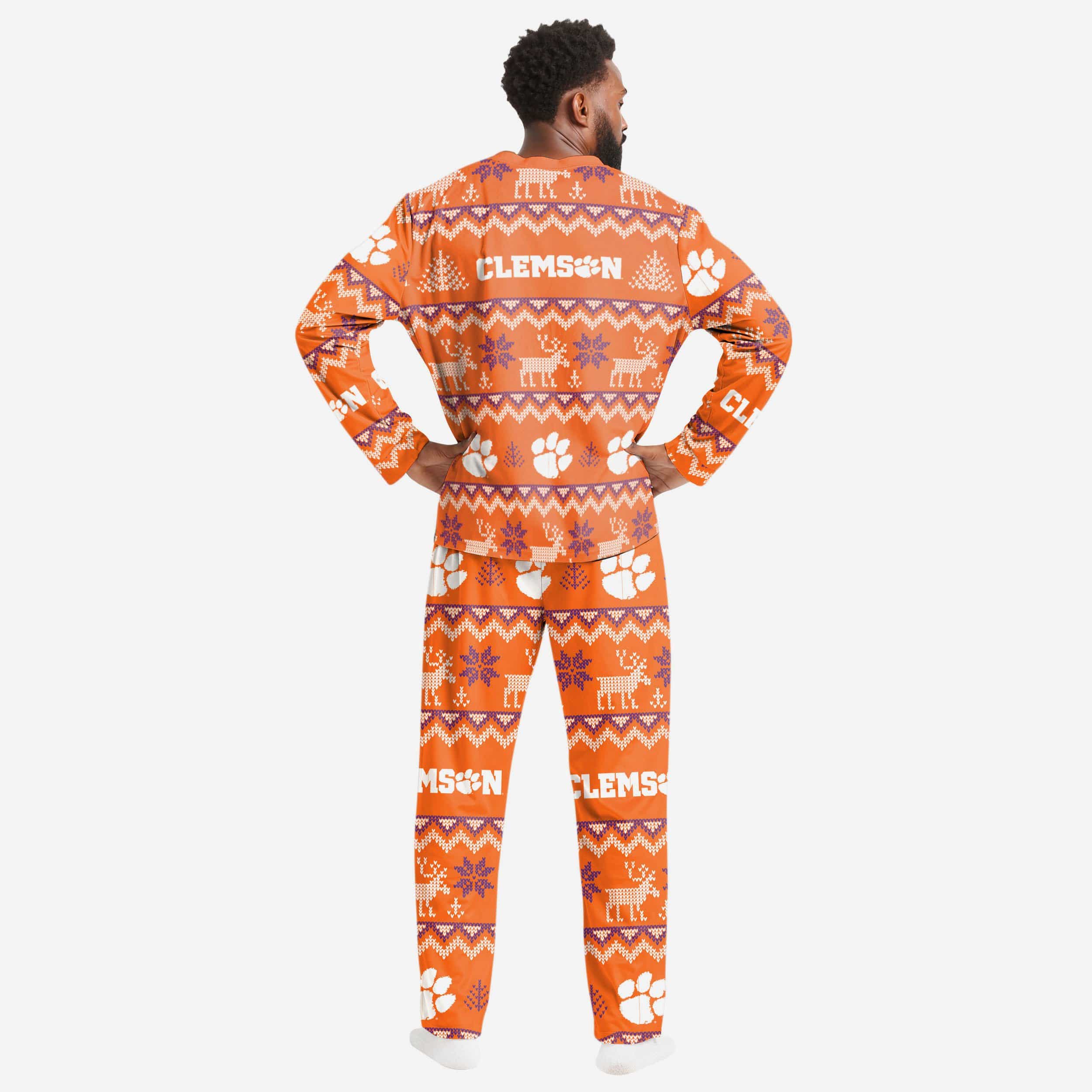 Clemson Tigers Men's Stunning Family Holiday Pajamas with Ugly Pattern