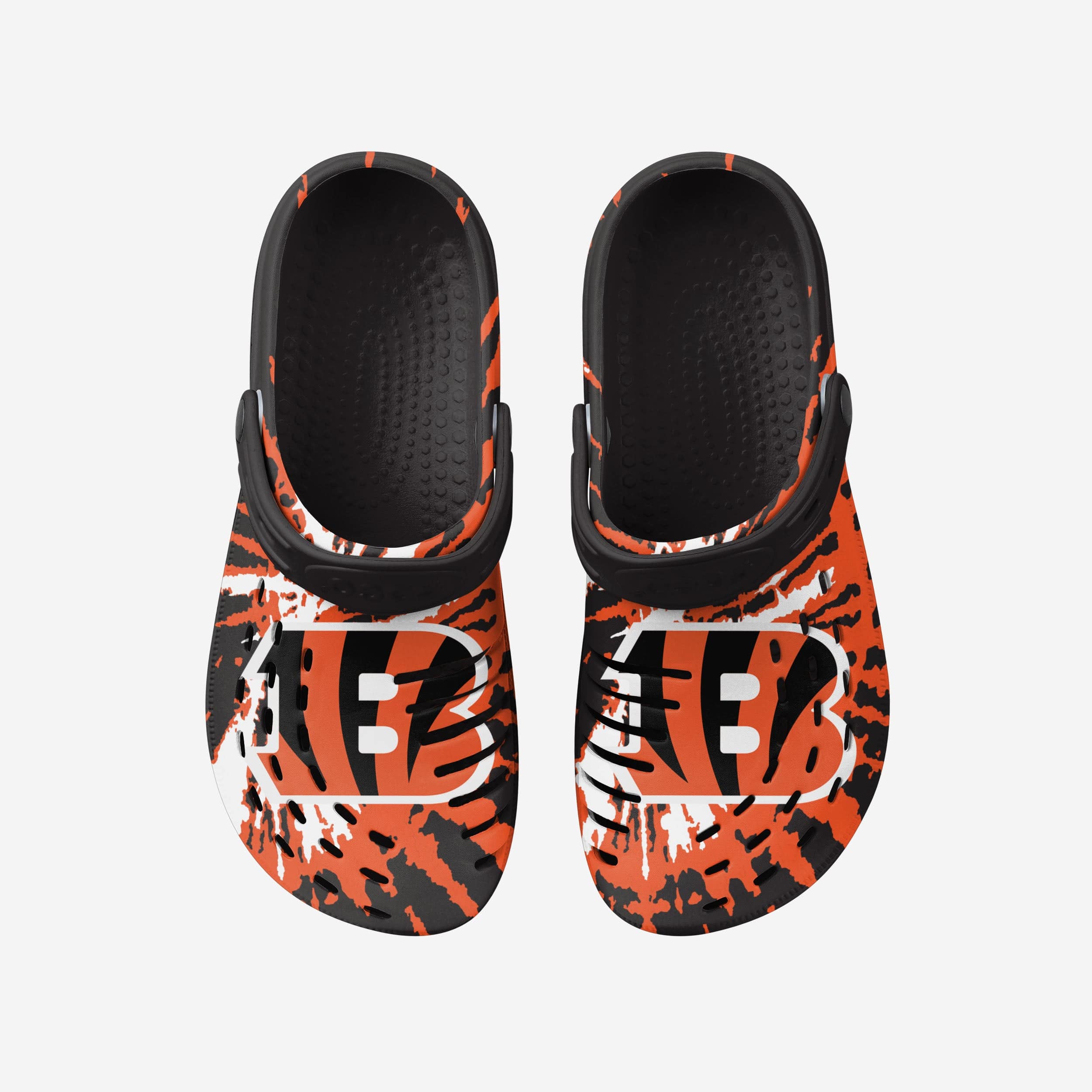 Groovy Cincinnati Bengals Tie - Dye Clogs with Straps