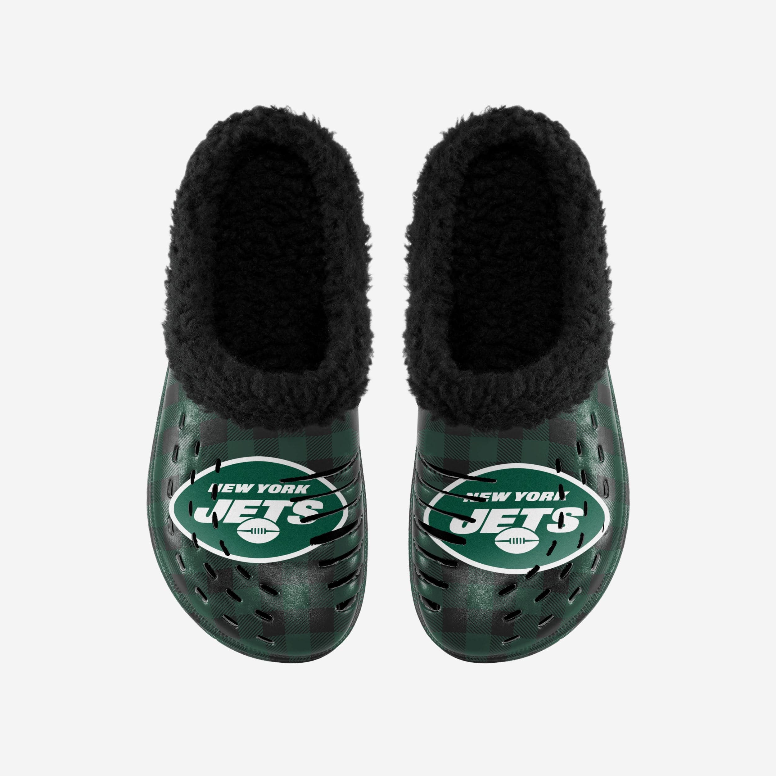 New York Jets Sherpa Lined Buffalo Check Clogs - Fashionable Team Footwear