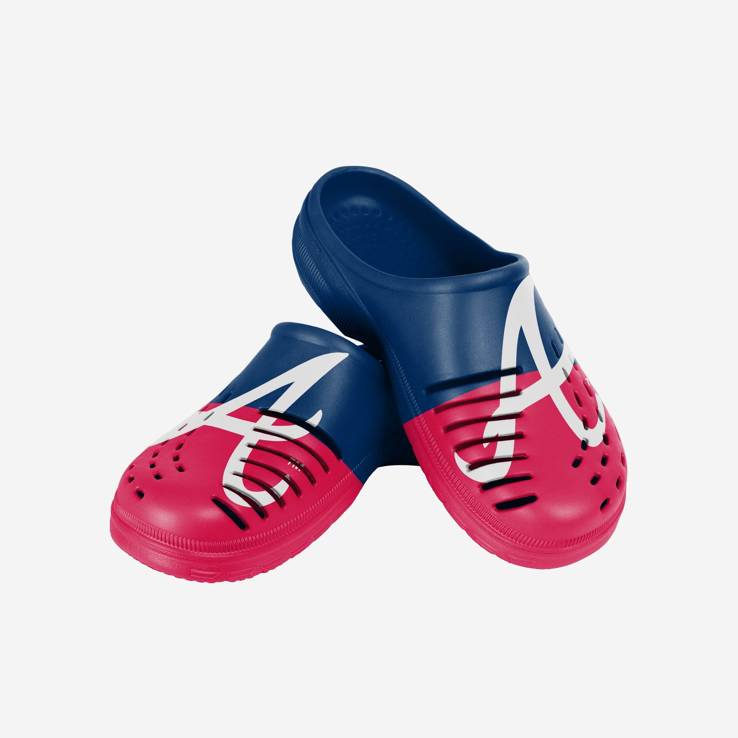 Stylish Atlanta Braves Men's Colorblock Big Logo Clogs - Cheer in Style!