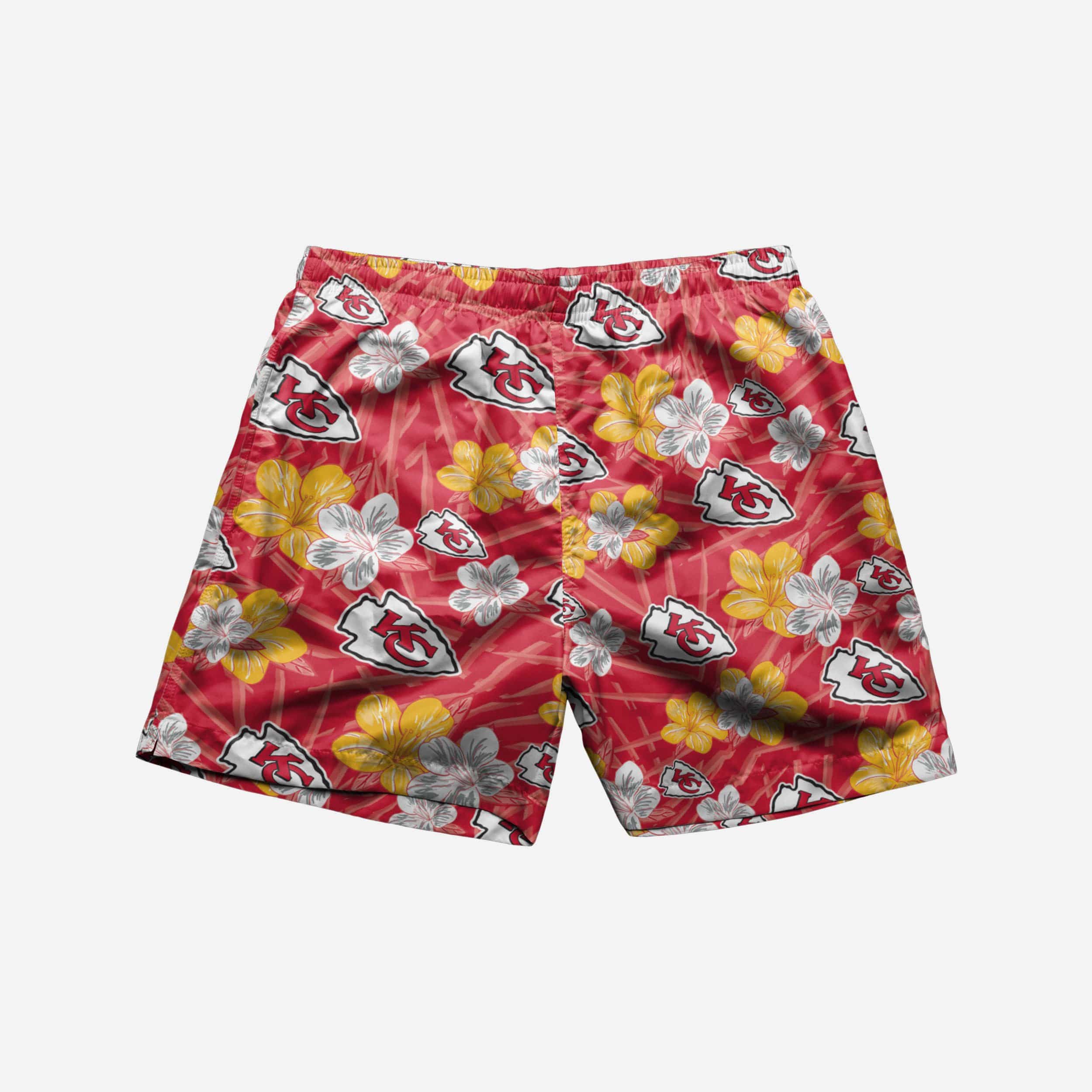 Kansas City Chiefs Tropical Hibiscus Swim Trunks - Show Your Fandom!