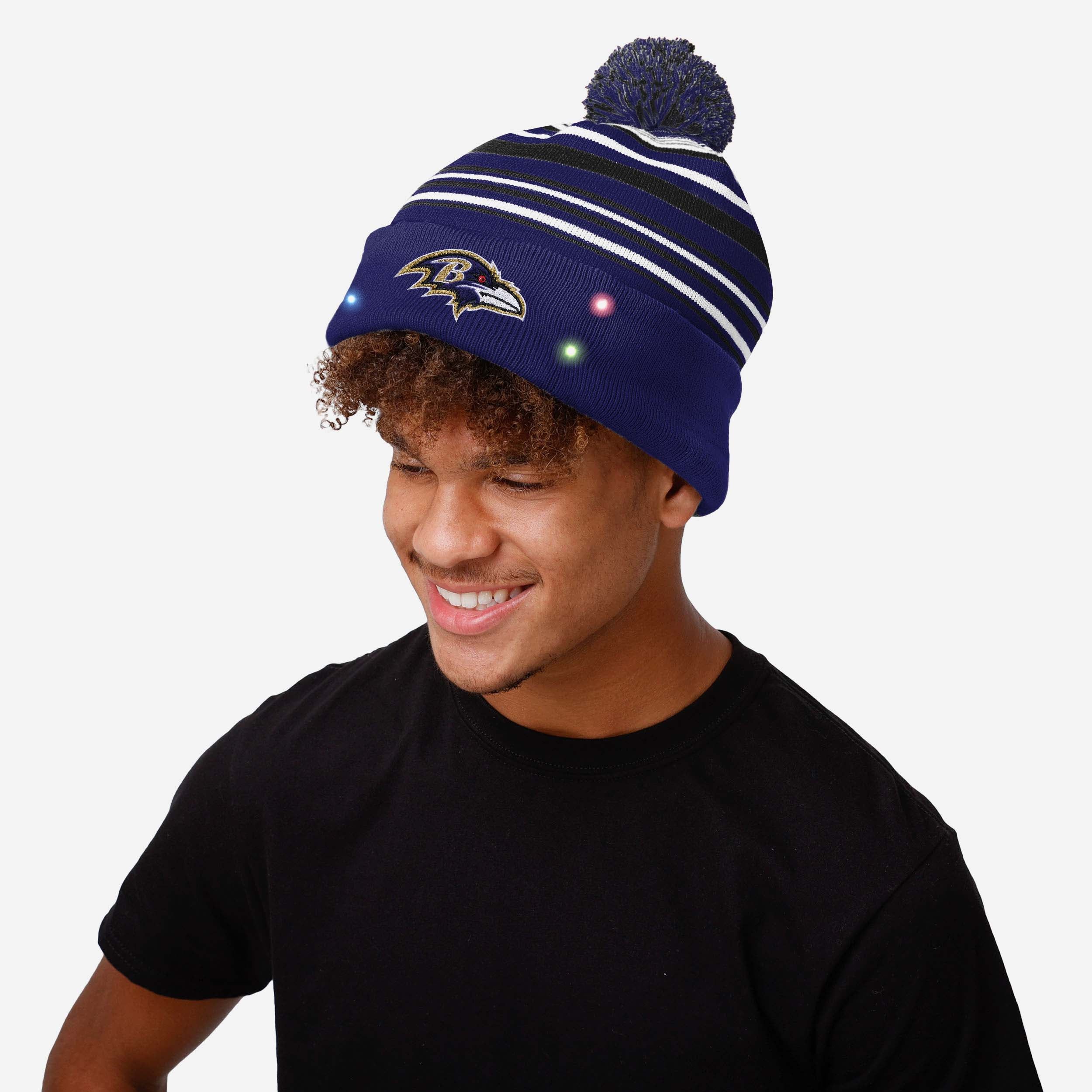 Baltimore Ravens Stunning Horizontal Stripe Light-Up Beanie