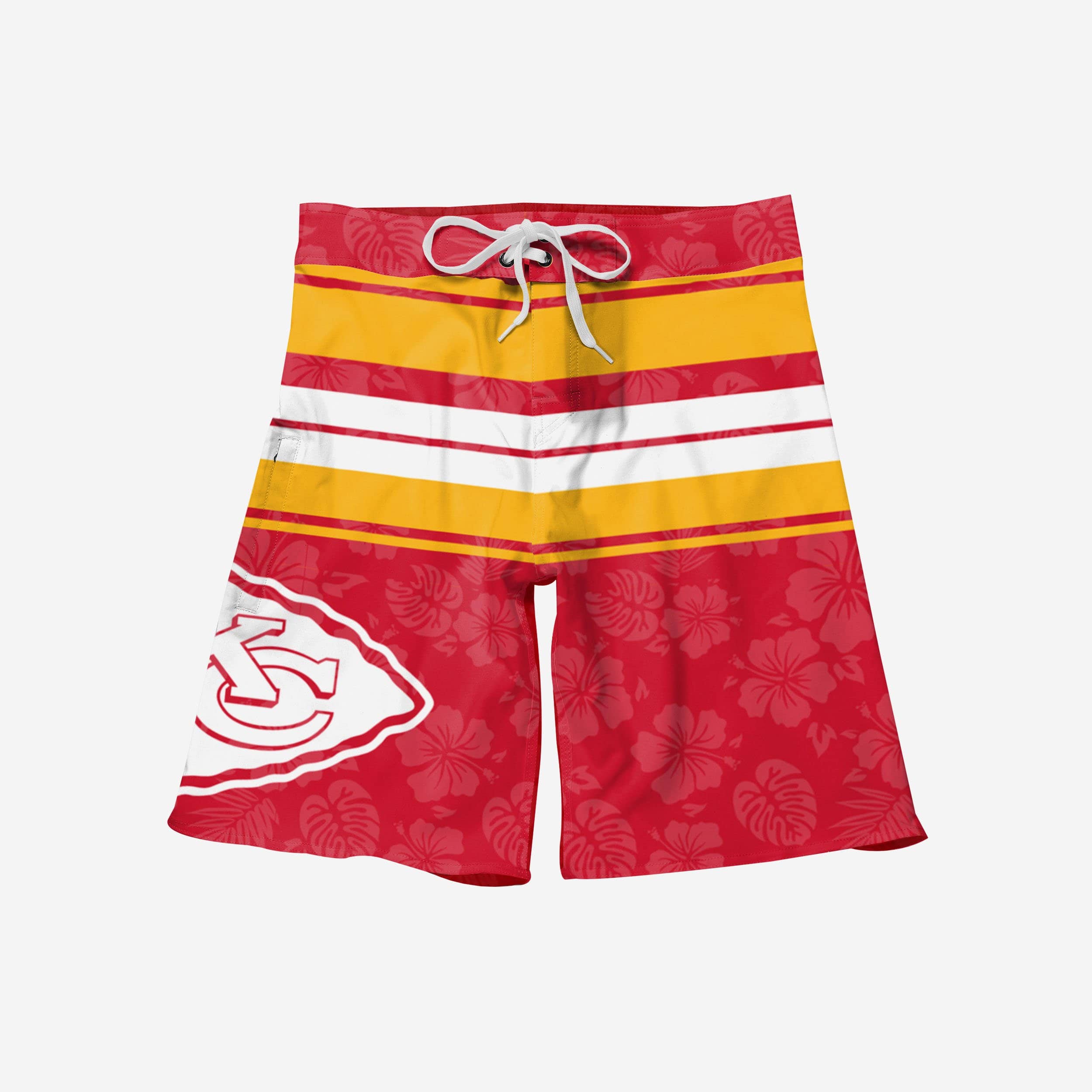 Kansas City Chiefs Hibiscus Boardwalk Stripe Boardshorts - A Tropical Team Spirit Essential