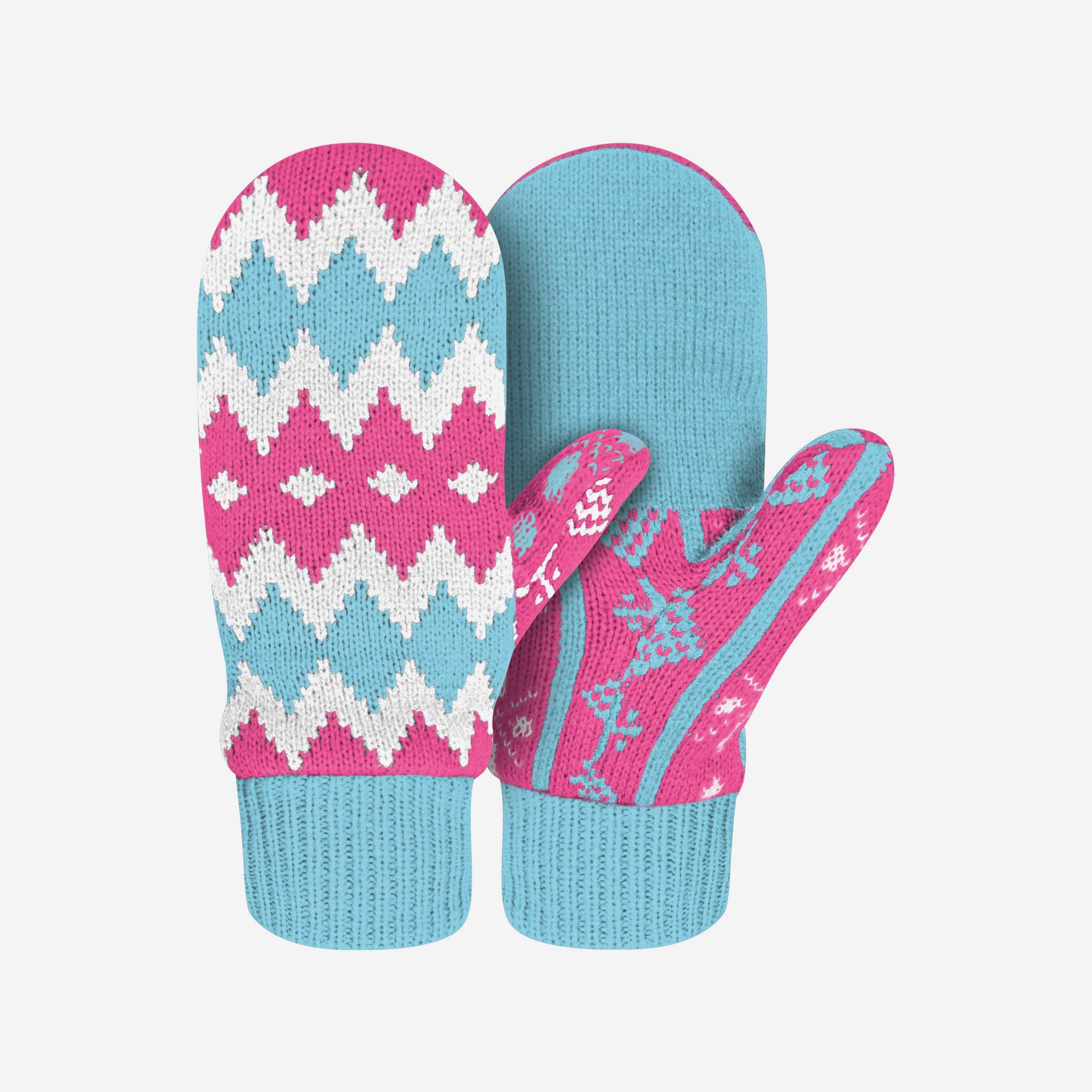 Stylish Blue & Pink Winter Mittens