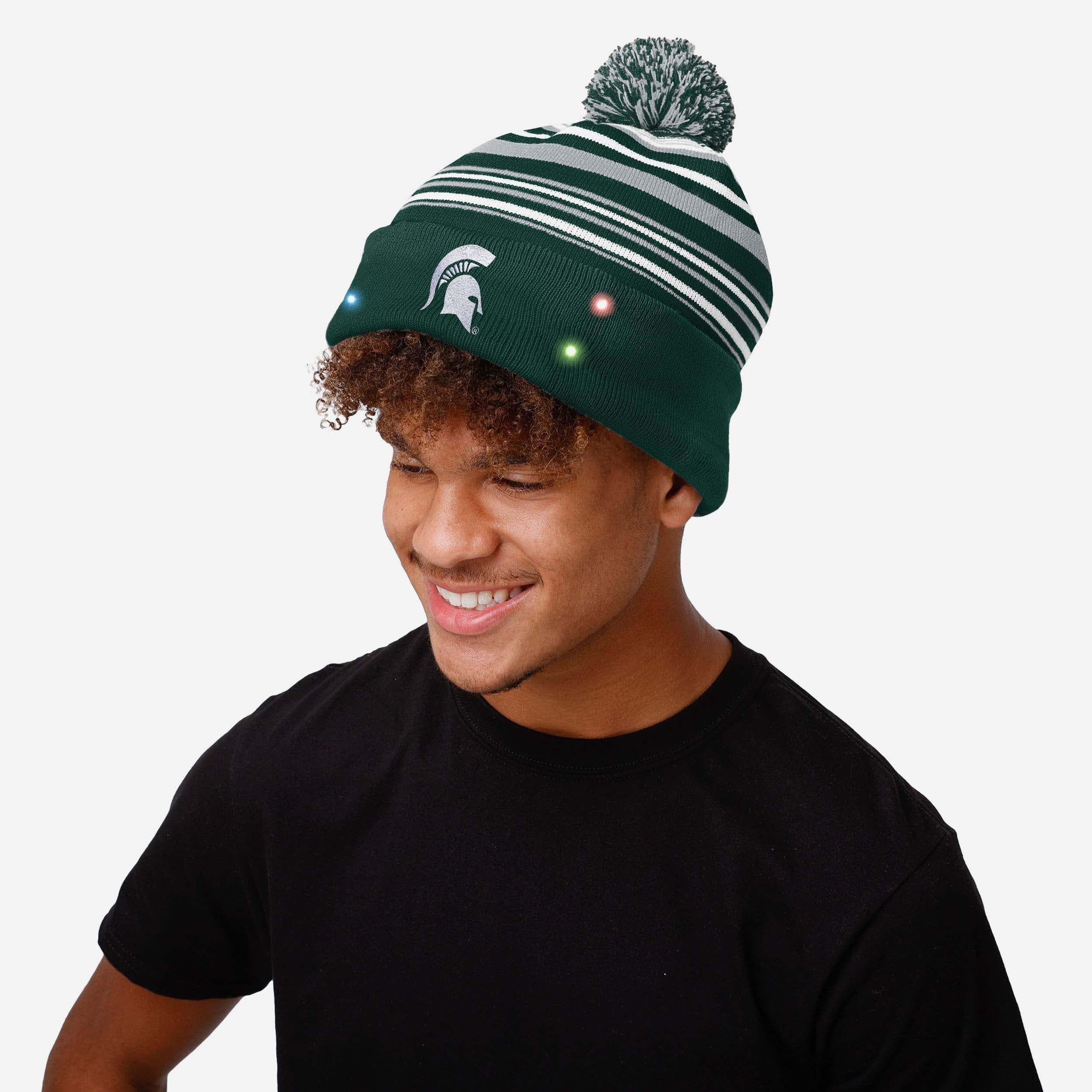 Michigan State Spartans Cool Horizontal Stripe Light-Up Beanie