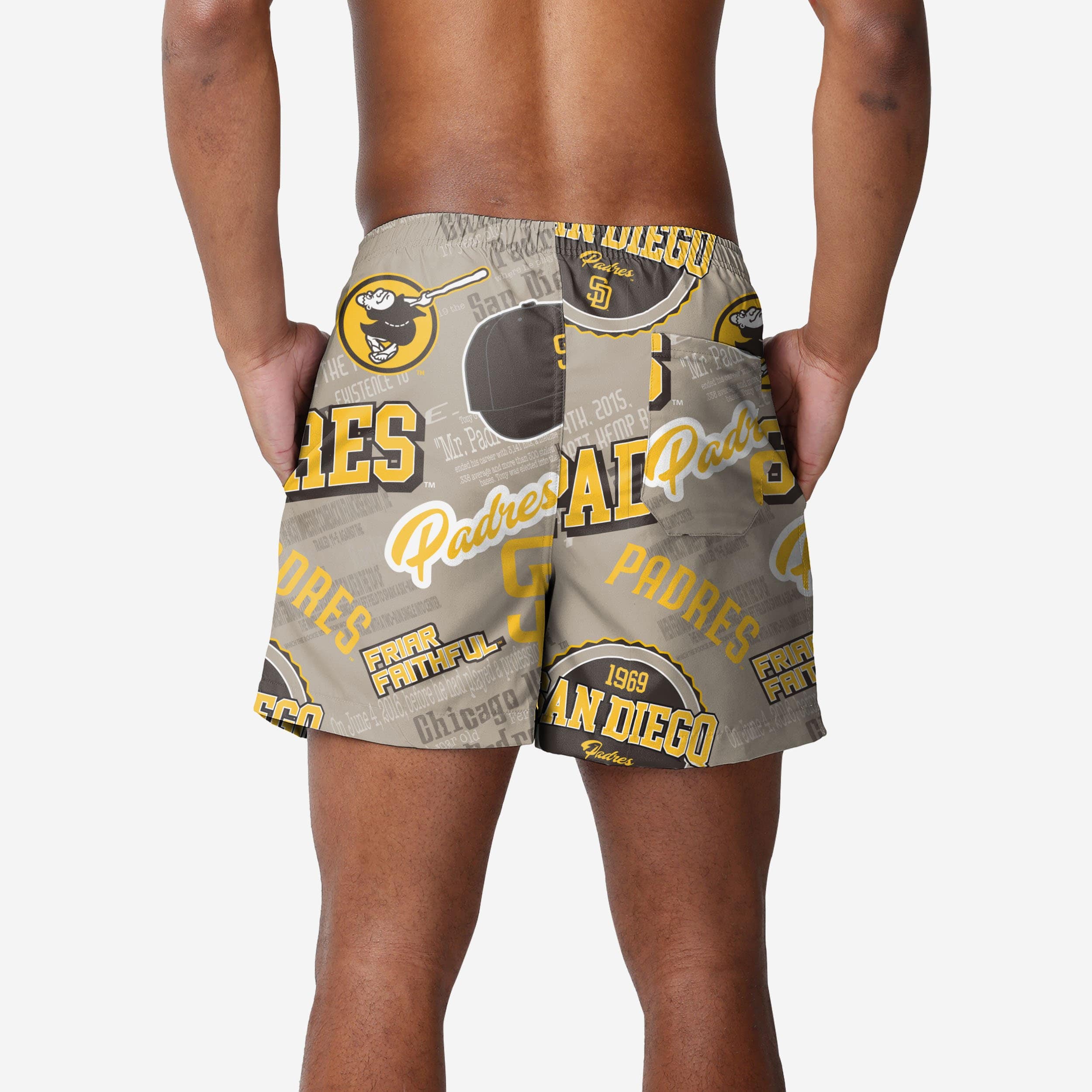 San Diego Padres Logo Rush - Splash - Ready Swimming Trunks