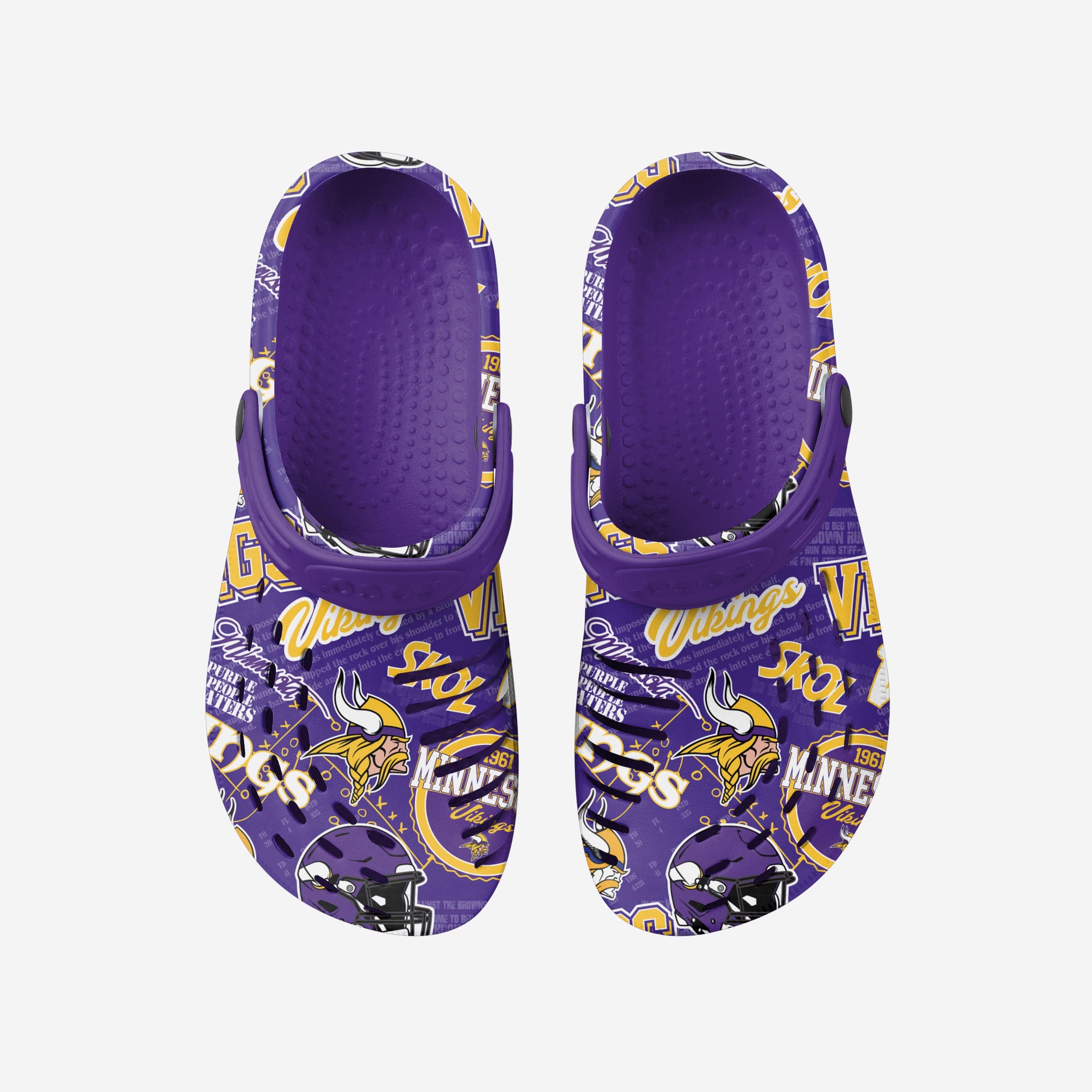 Minnesota Vikings Nostalgic Print Clogs with Straps - Step into History!