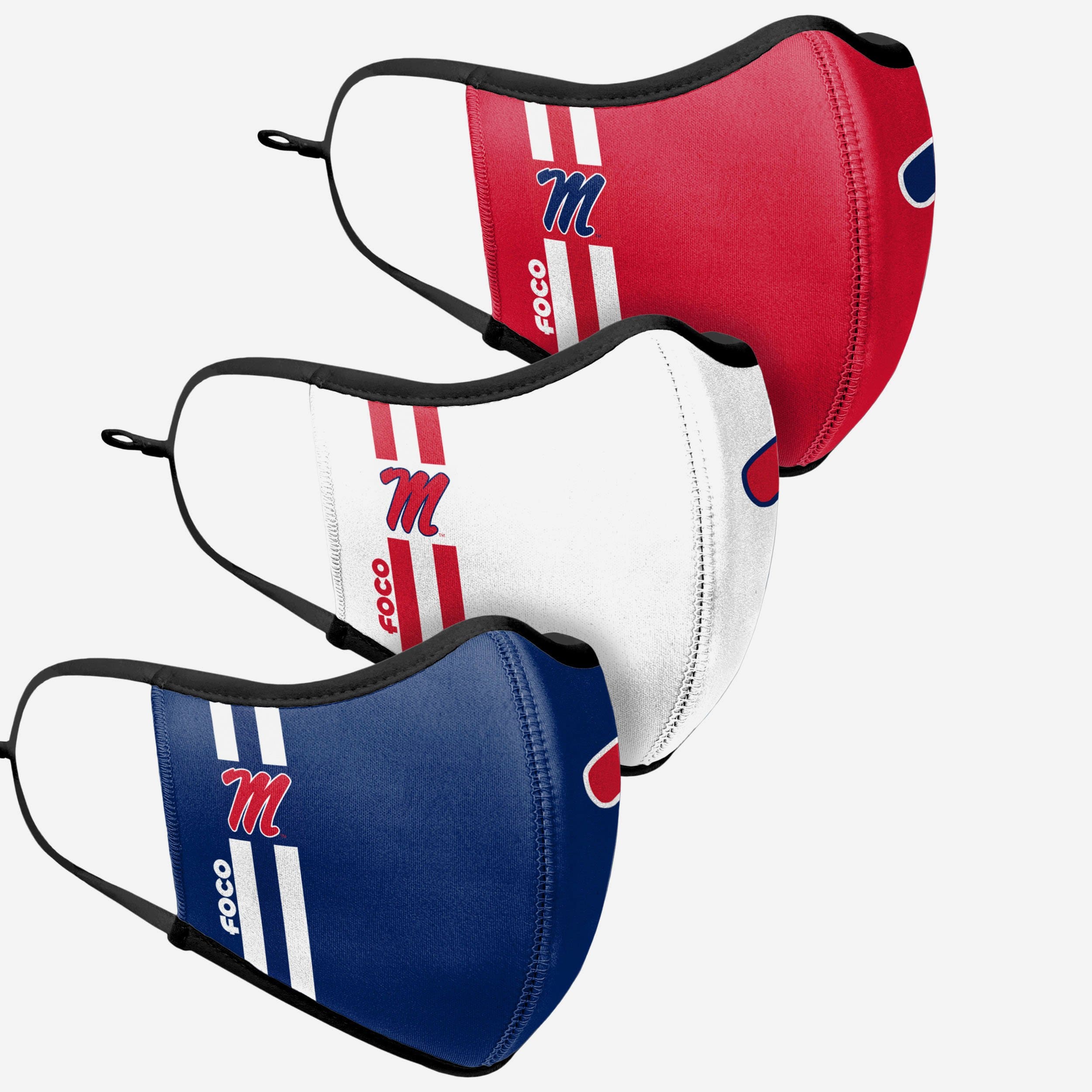 Ole Miss Rebels 3-Pack Fashionable Face Covers - Represent Your Team in Style!