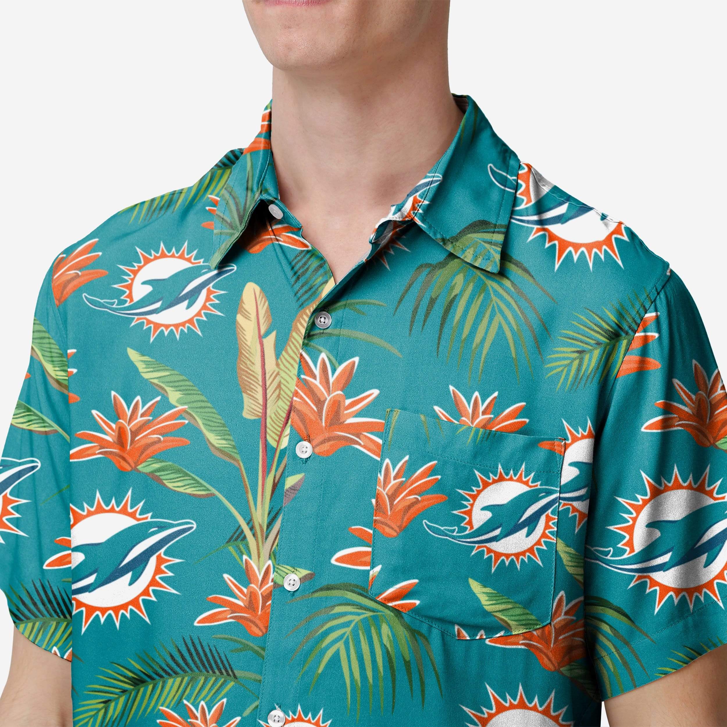 Miami Dolphins Victory Vacation Button-Up Shirt: Unleash Your Team Spirit!