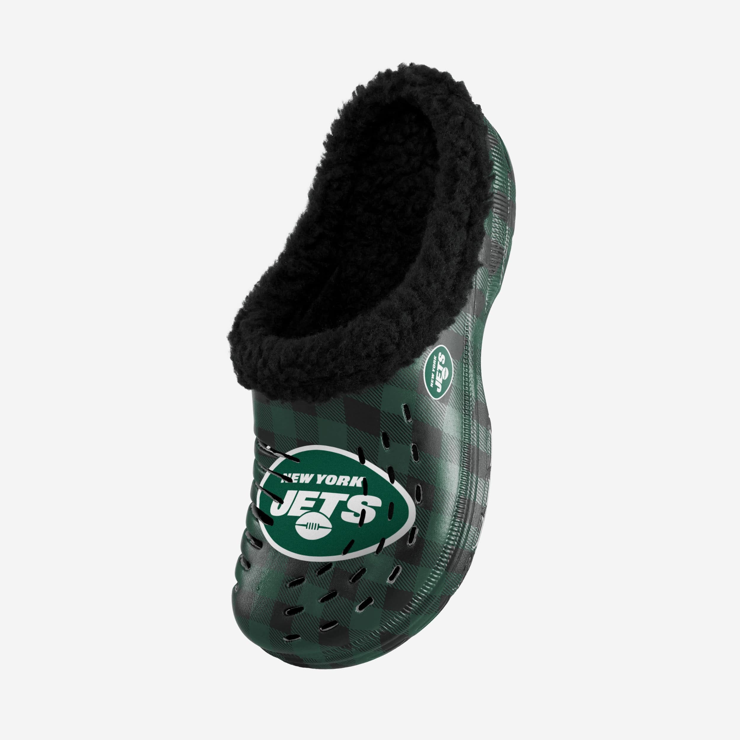 New York Jets Sherpa Lined Buffalo Check Clogs - Fashionable Team Footwear
