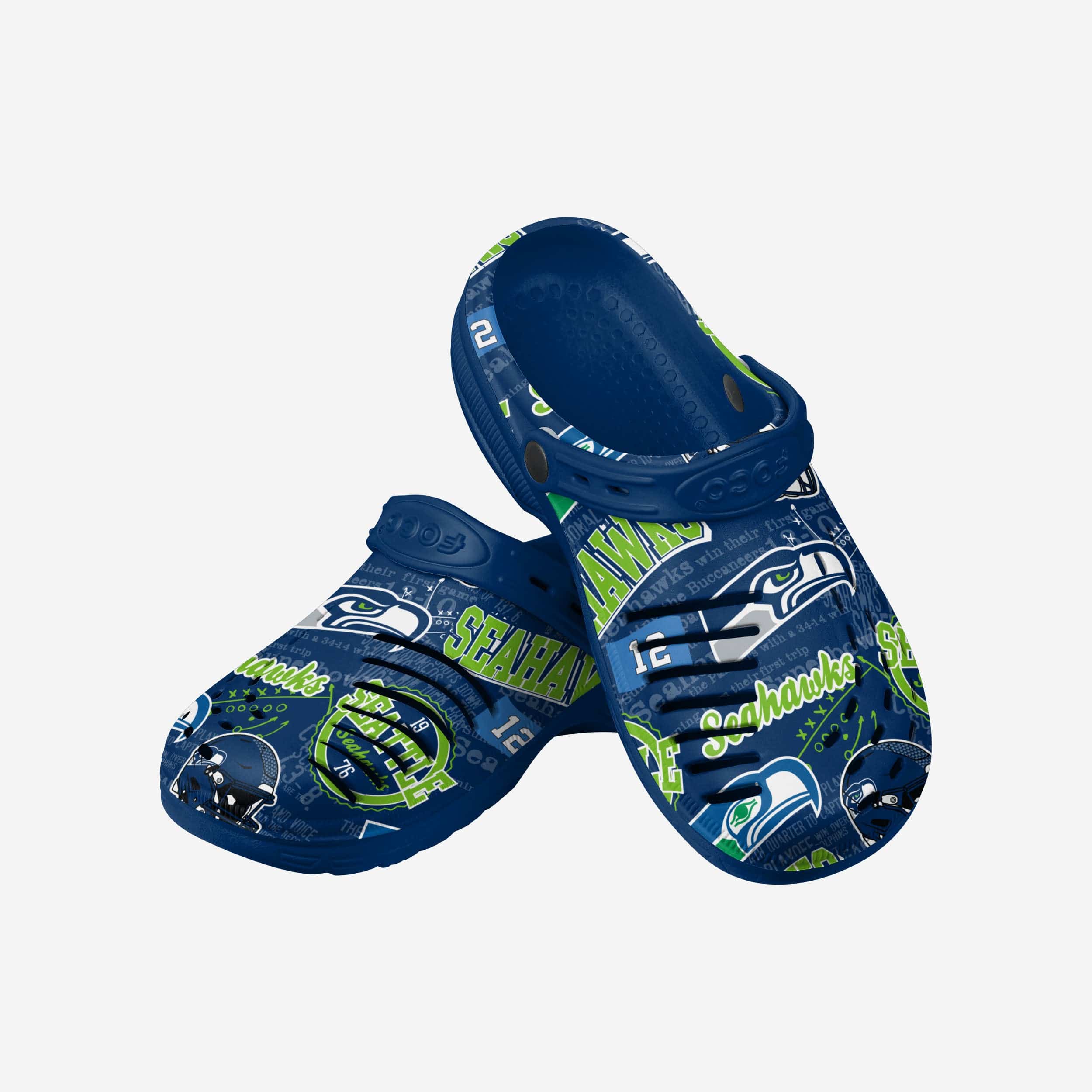 Seattle Seahawks Retro Print Clogs with Straps - A Step into Football History