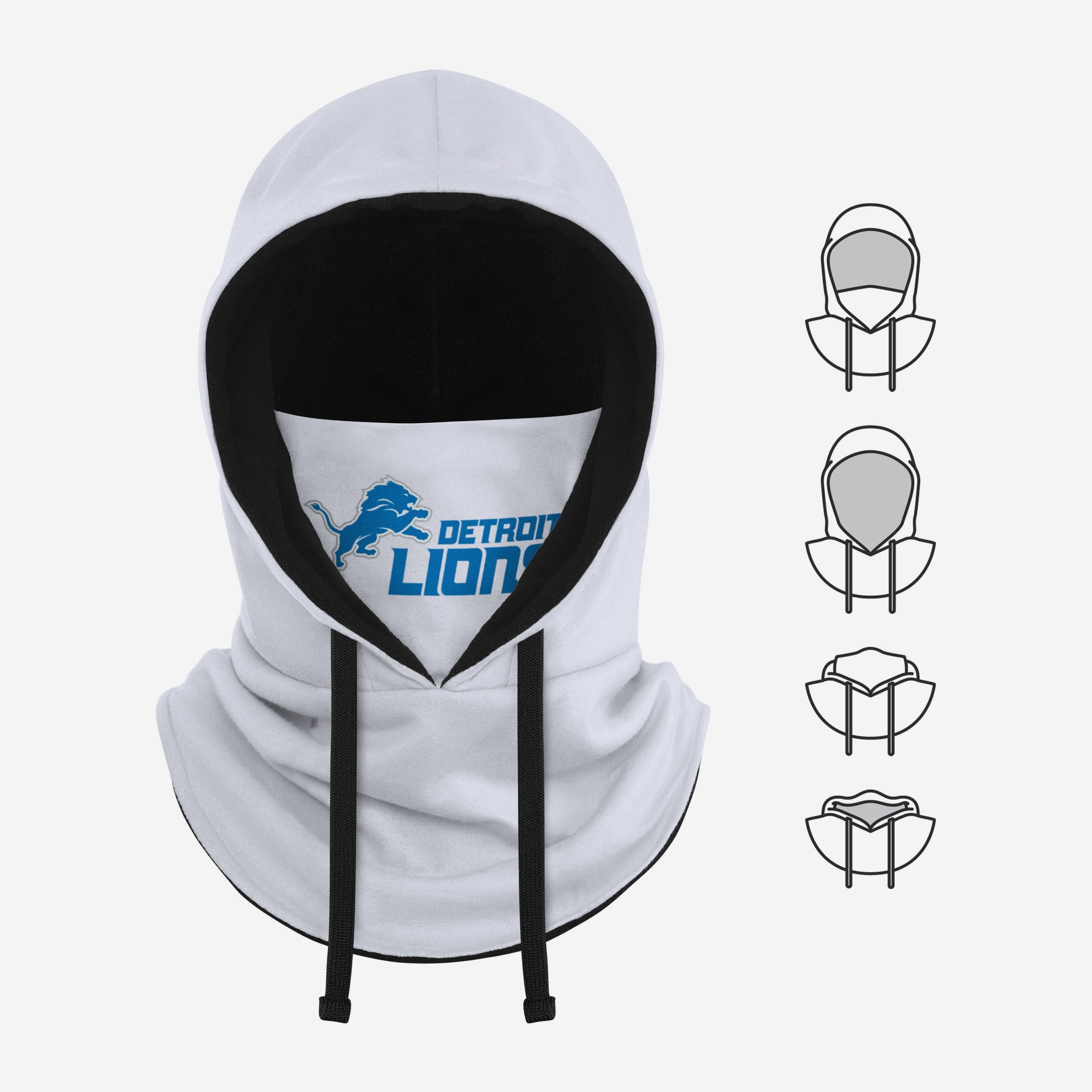 Detroit Lions Stunning White Drawstring Hooded Gaiter - Show Your Team Spirit!