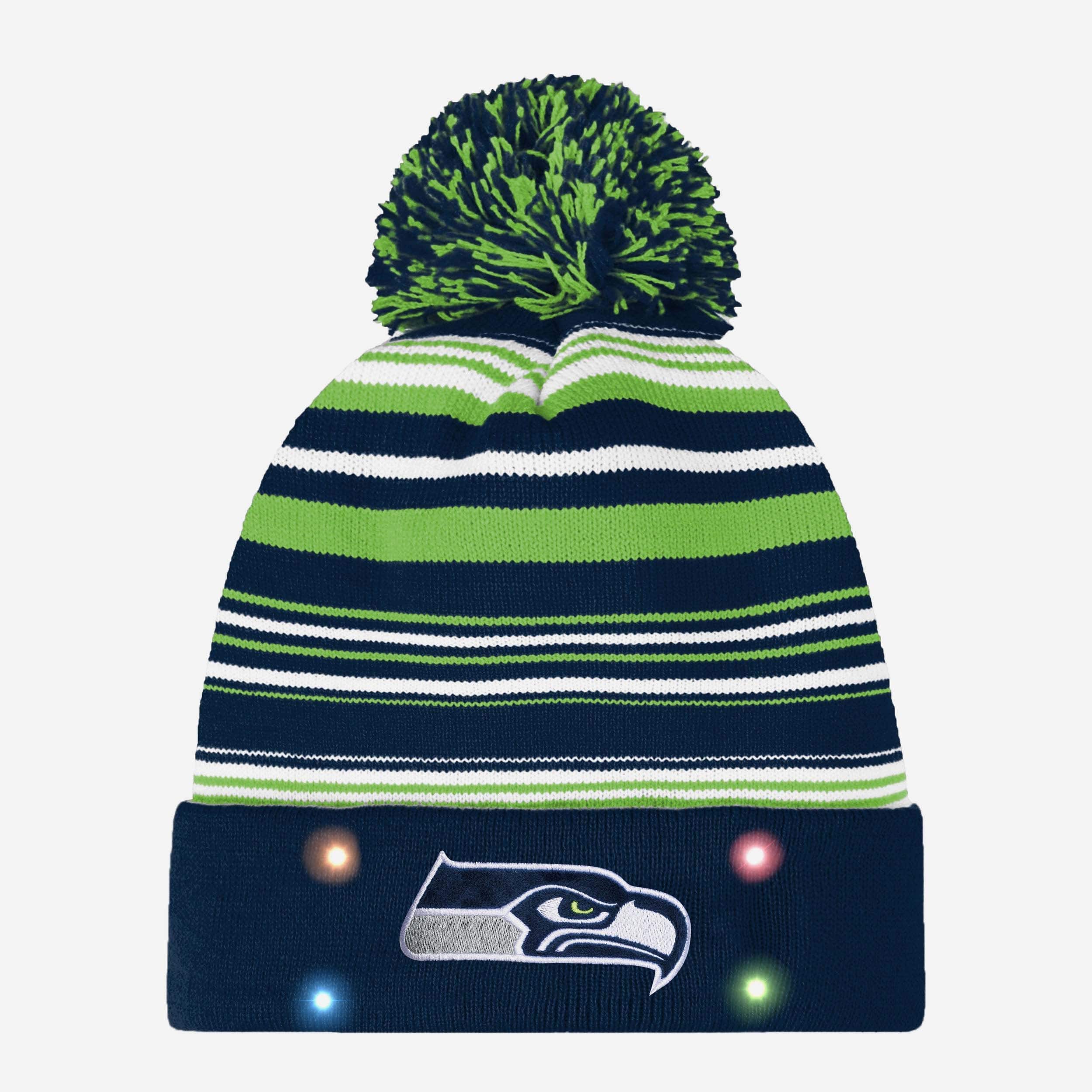 Seattle Seahawks Horizontal Stripe LED Beanie: Light Up Your Team Spirit!