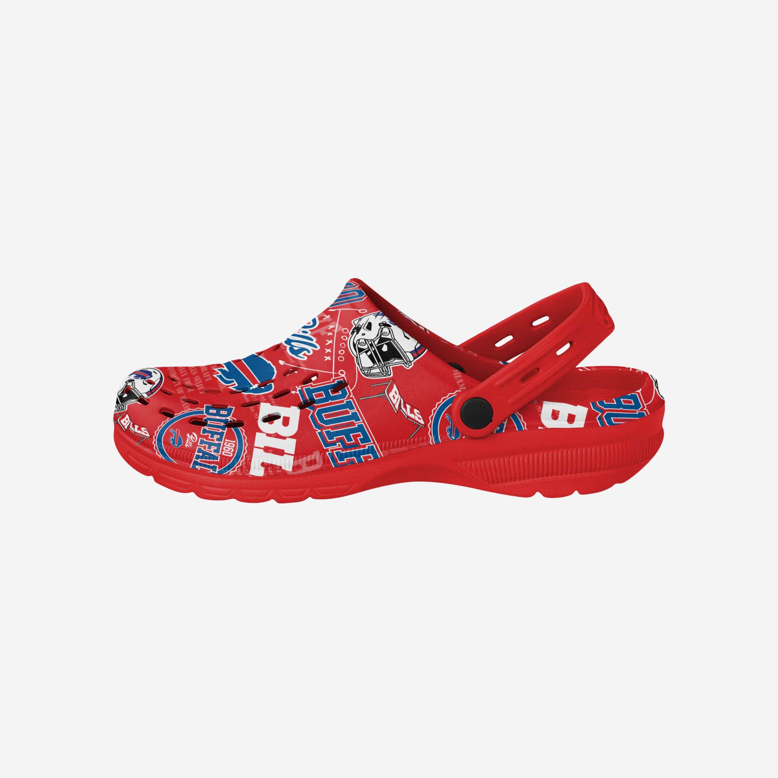 Buffalo Bills Vintage Print Clogs with Straps - A Timeless Team Tribute