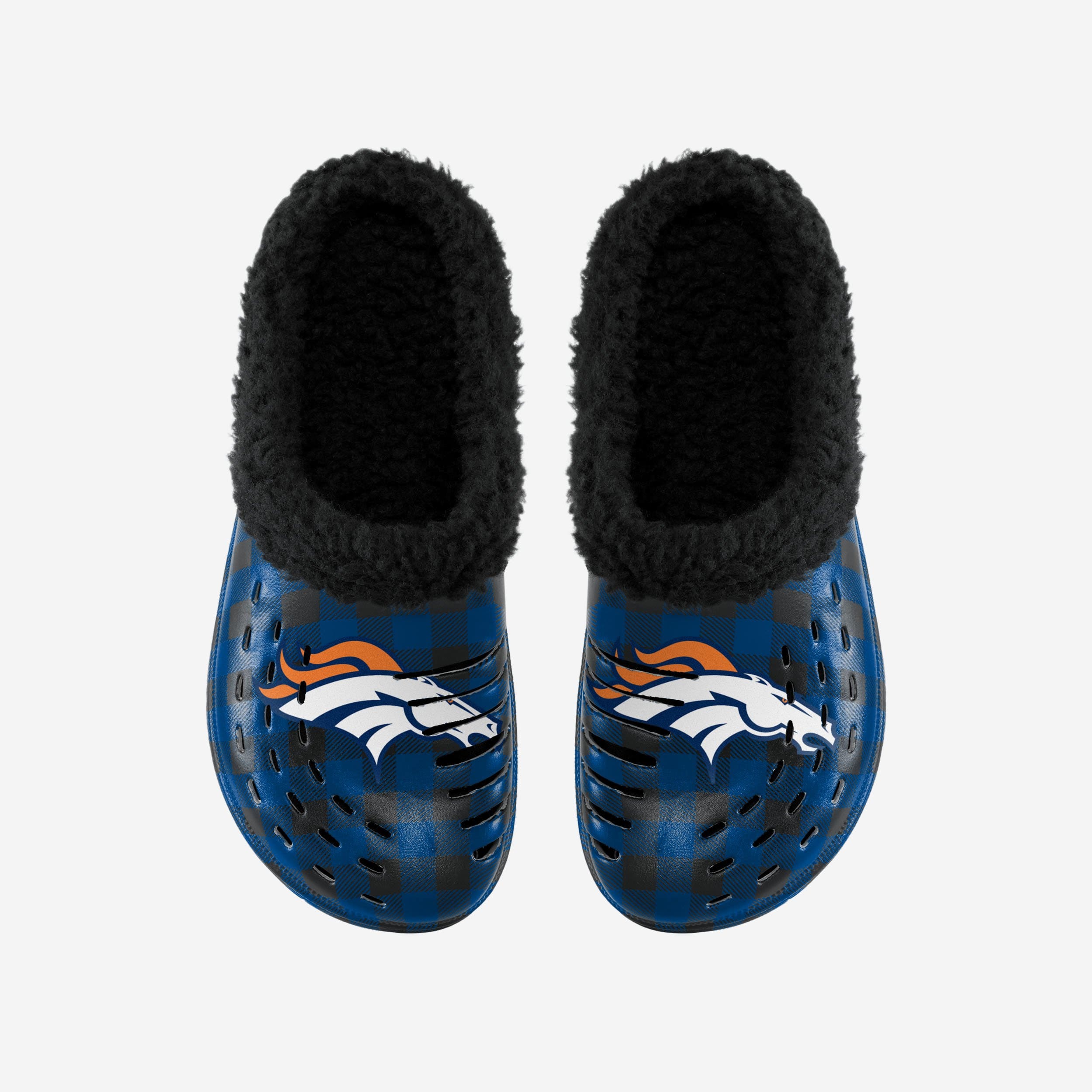 Denver Broncos Sherpa Lined Buffalo Check Clogs - Stylish Team Spirit