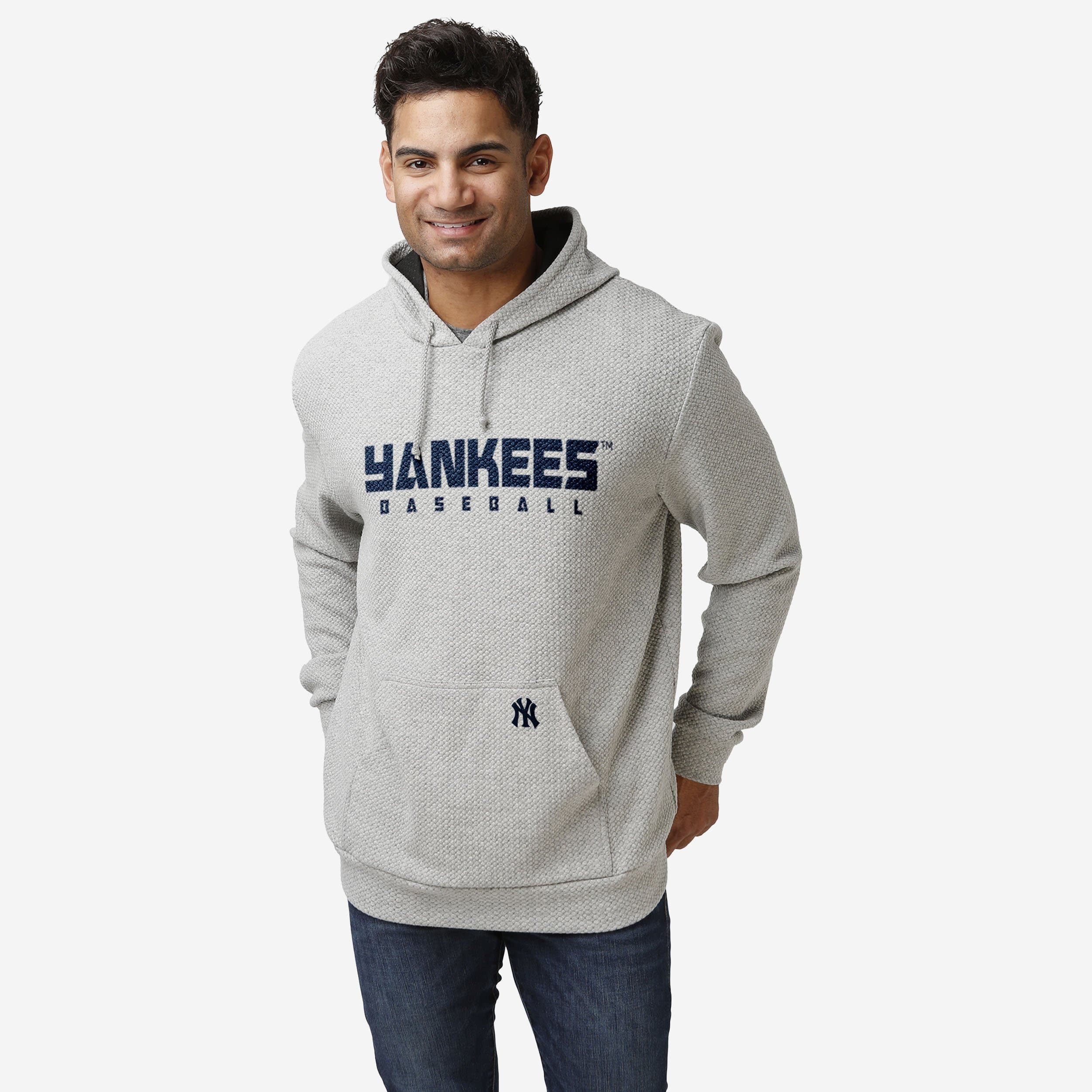 Stylish New York Yankees Gray Woven Hoodie - Show Your Team Spirit!
