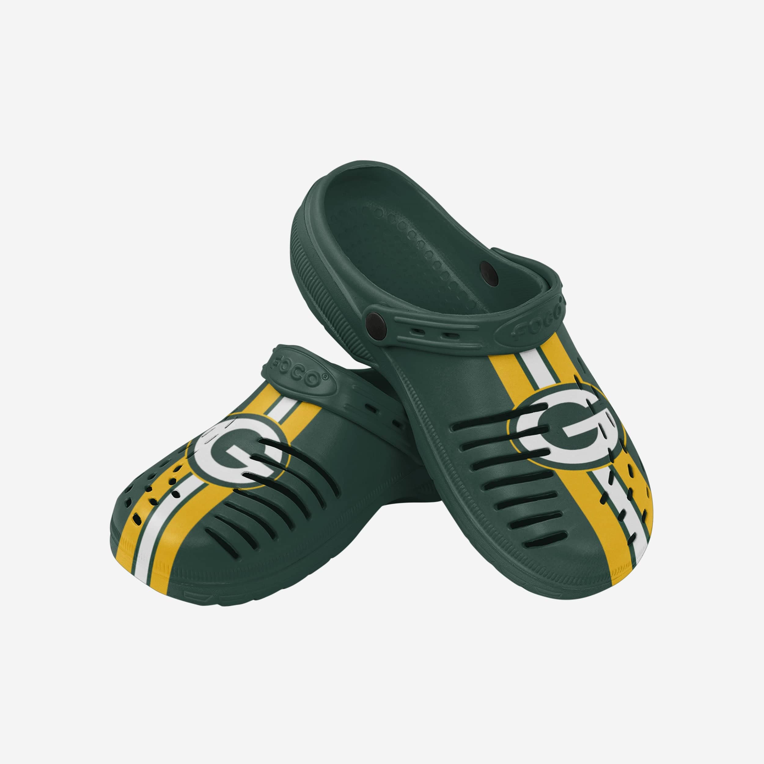 Green Bay Packers Stylish Team Stripe Clogs with Straps