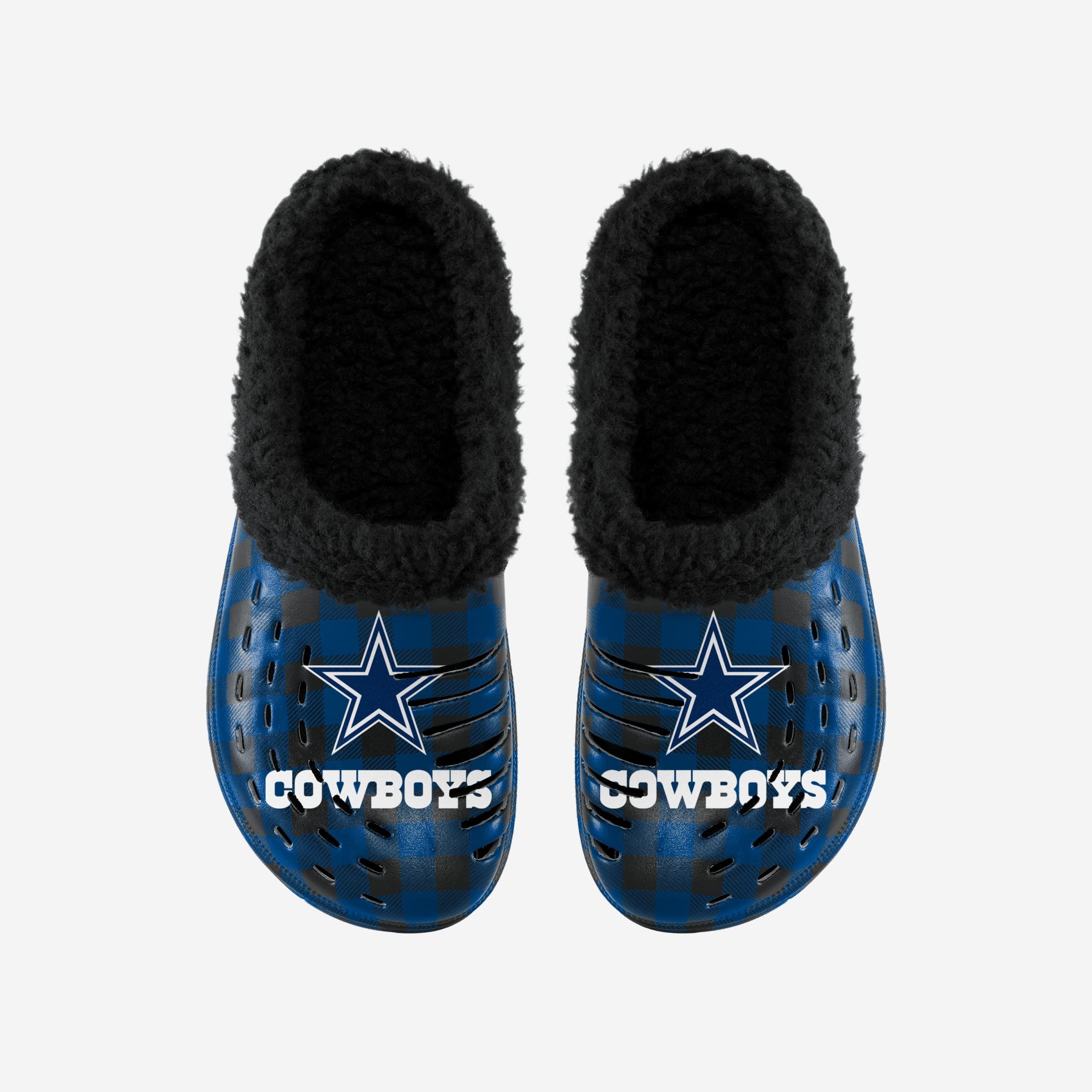 Dallas Cowboys Sherpa Lined Buffalo Check Clogs - The Ultimate Fandom Footwear