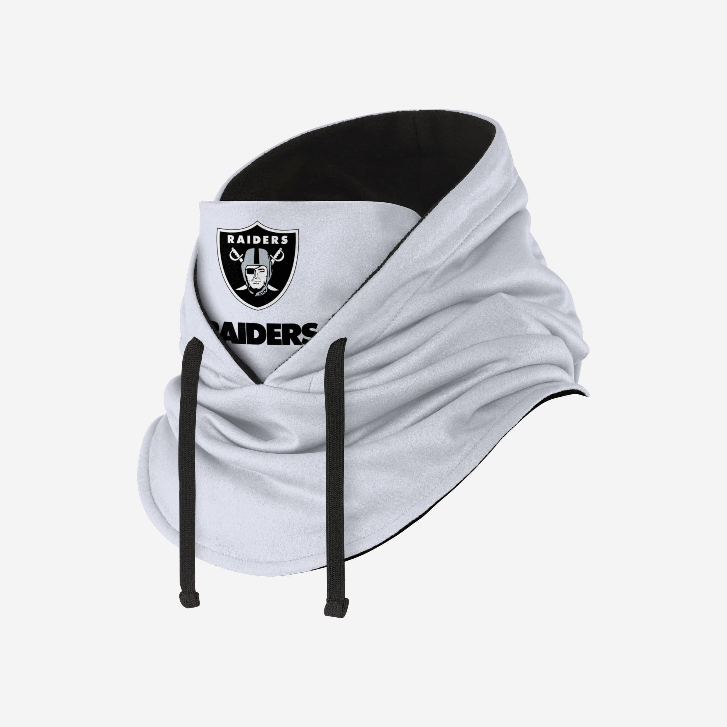 Exciting Las Vegas Raiders White Drawstring Hooded Gaiter for Winter Fans
