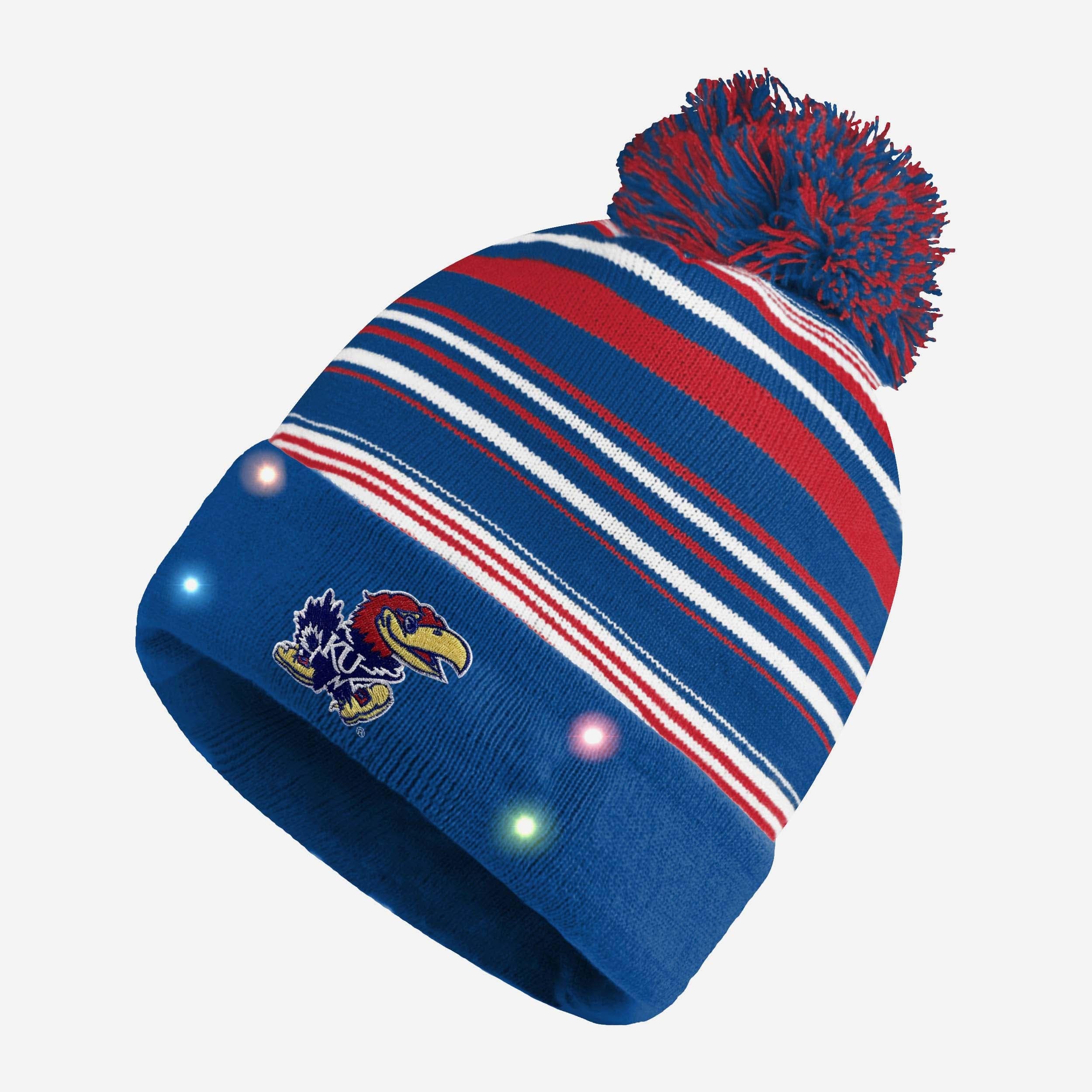 Kansas Jayhawks Horizontal Stripe Glowing Beanie - Show Your Team Spirit!