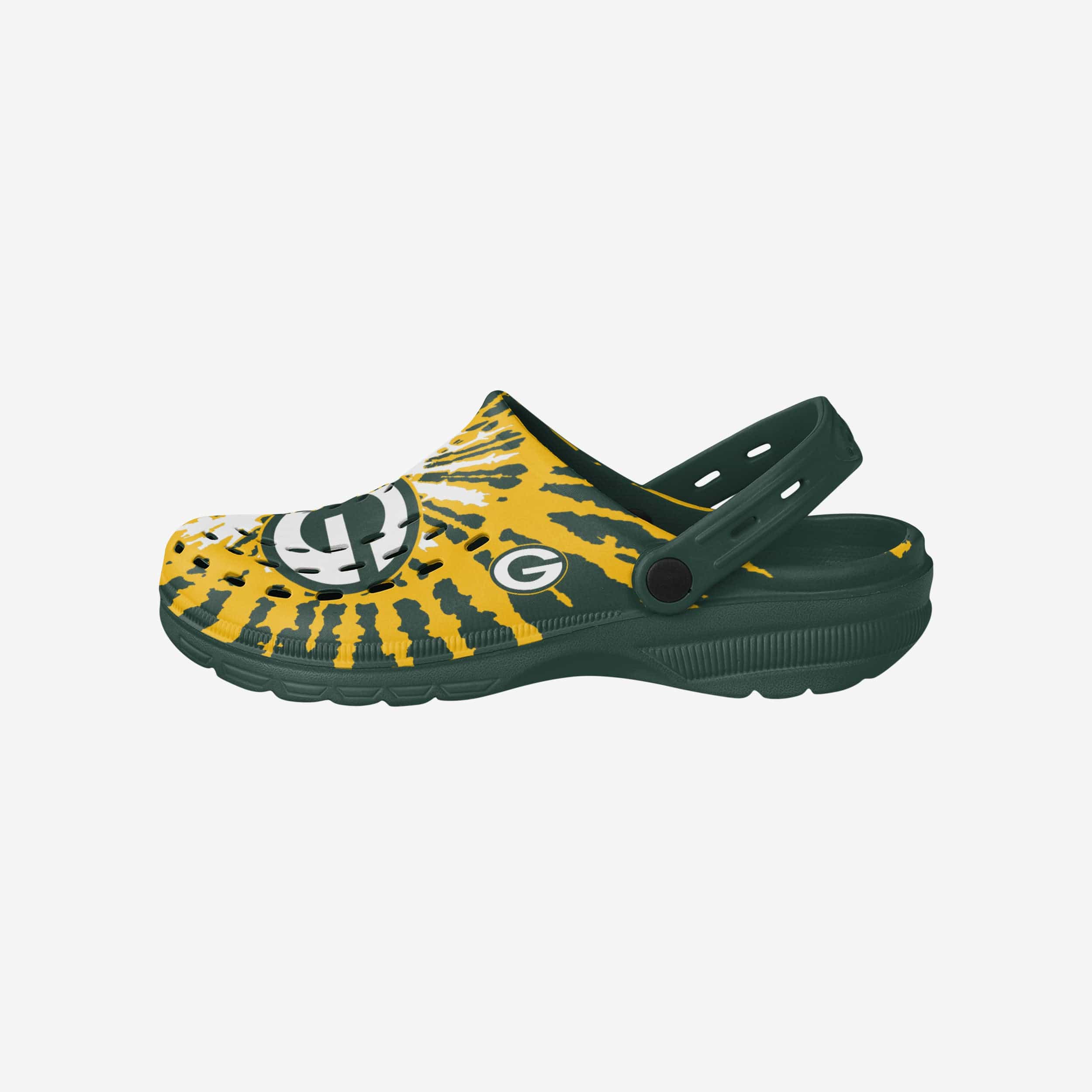 Groovy Green Bay Packers Tie - Dye Clogs with Straps