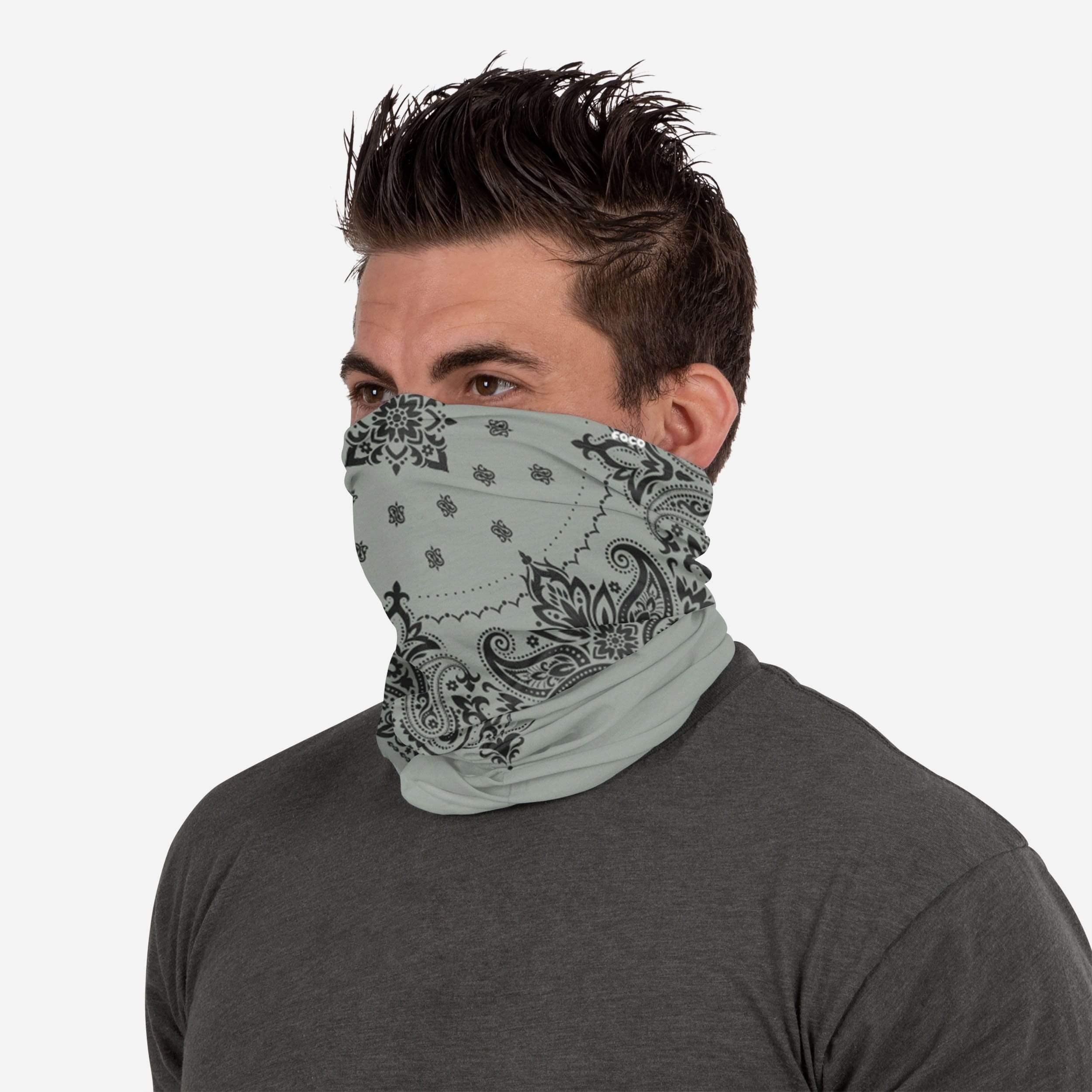 Stylish Grey & Black Bandana Gaiter Scarf - A Must-Have Fashion Accessory