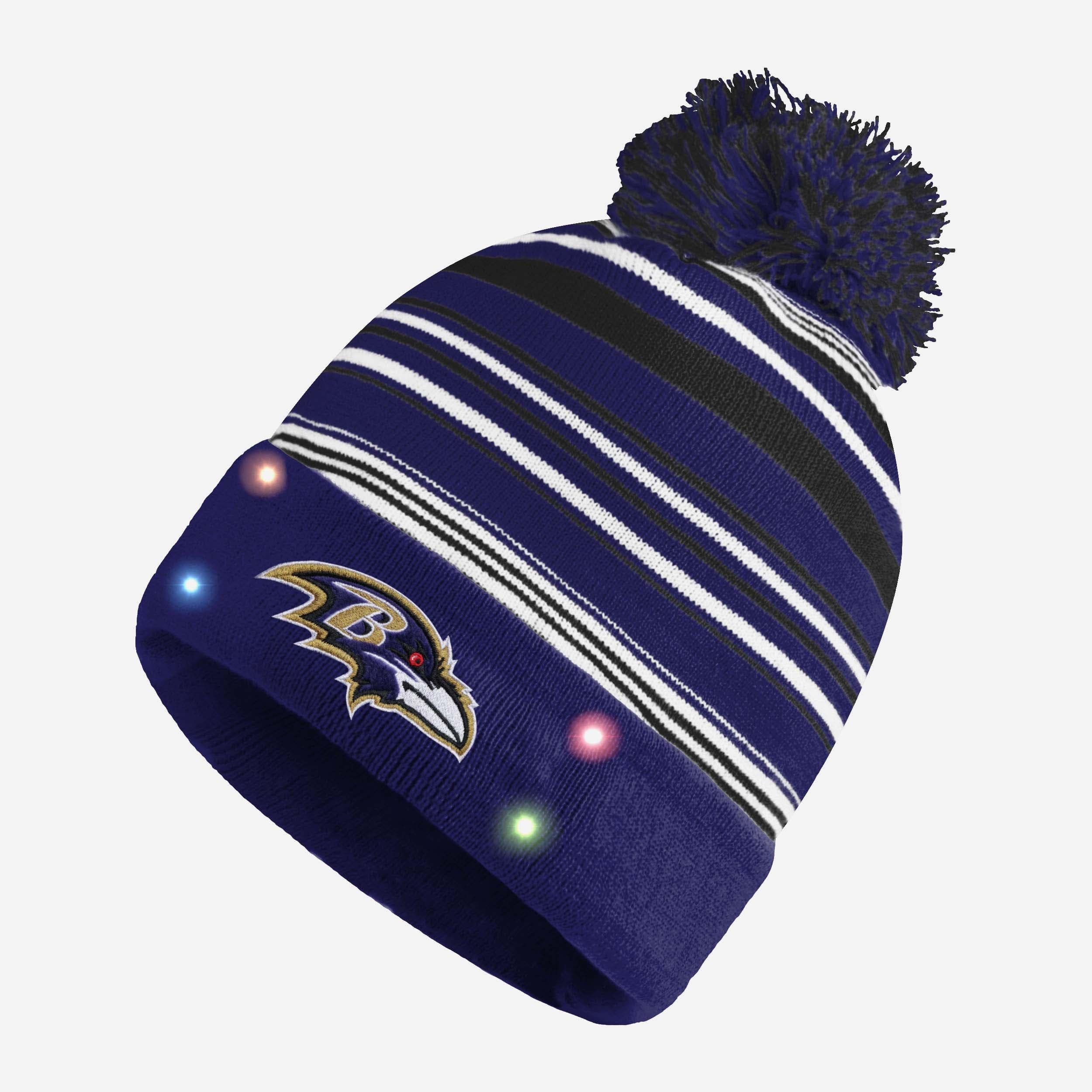 Baltimore Ravens Stunning Horizontal Stripe Light-Up Beanie