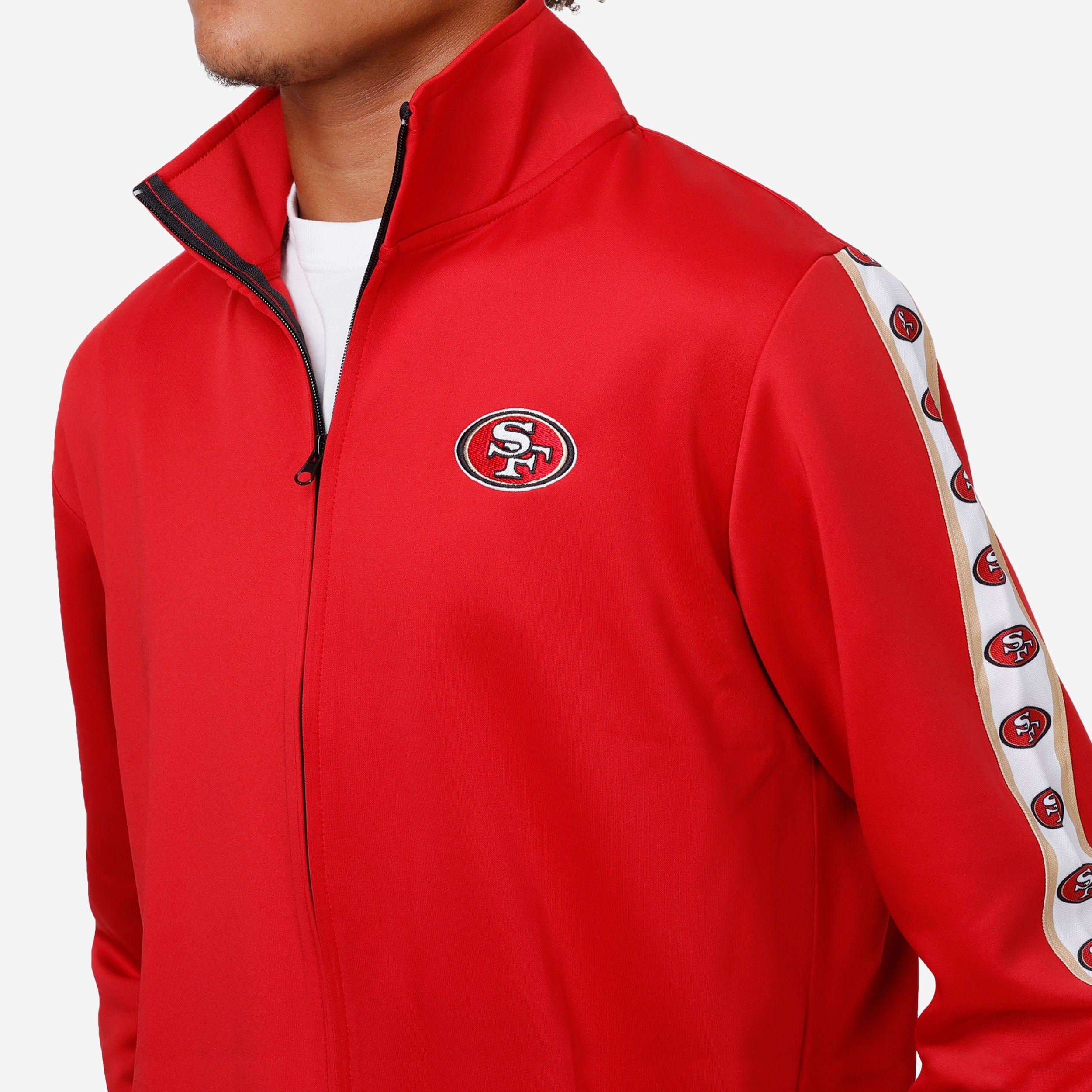San Francisco 49ers Stripe Logo Track Jacket - Gear Up for Team Spirit!
