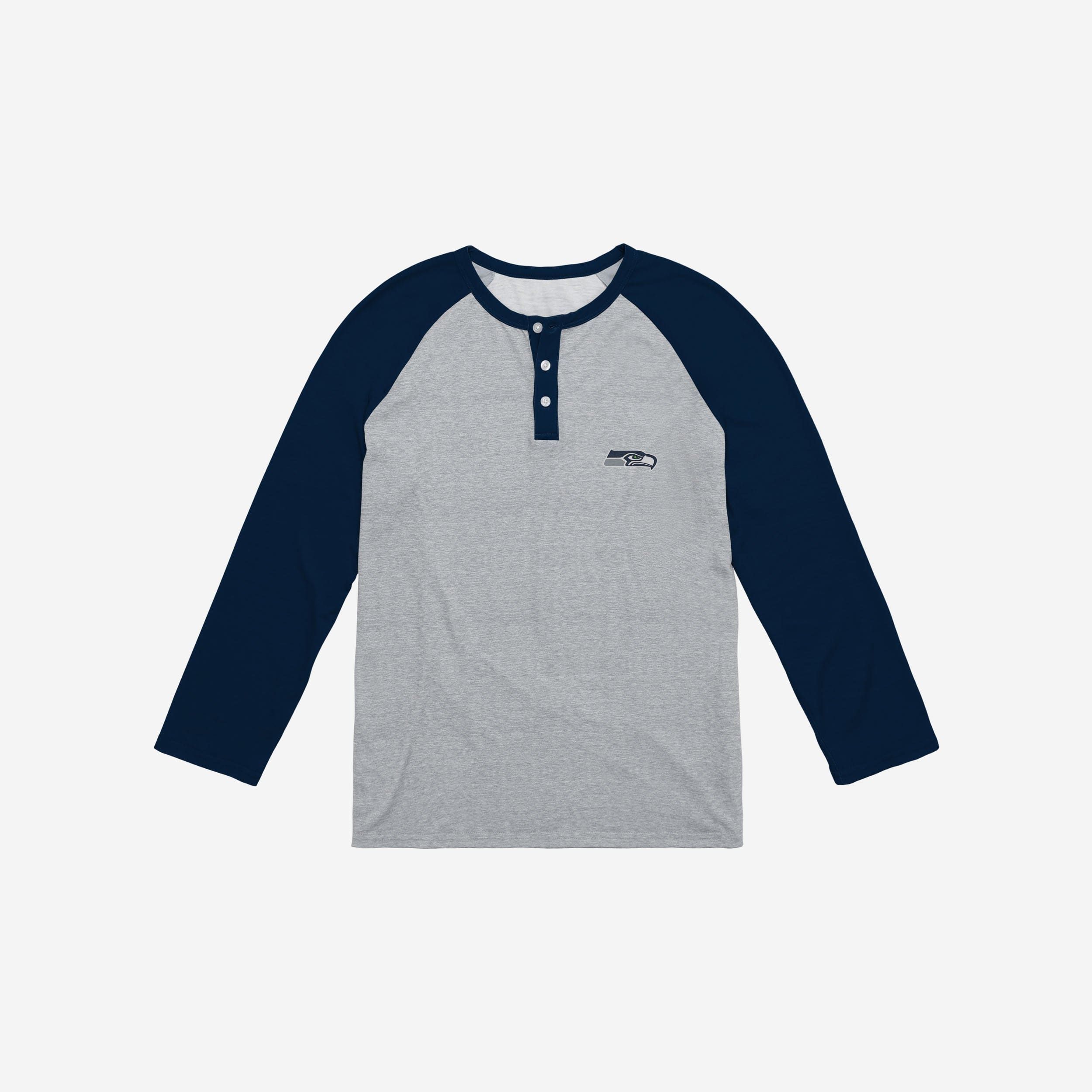 Stylish Seattle Seahawks Gray Long Sleeve Henley with Team Logo