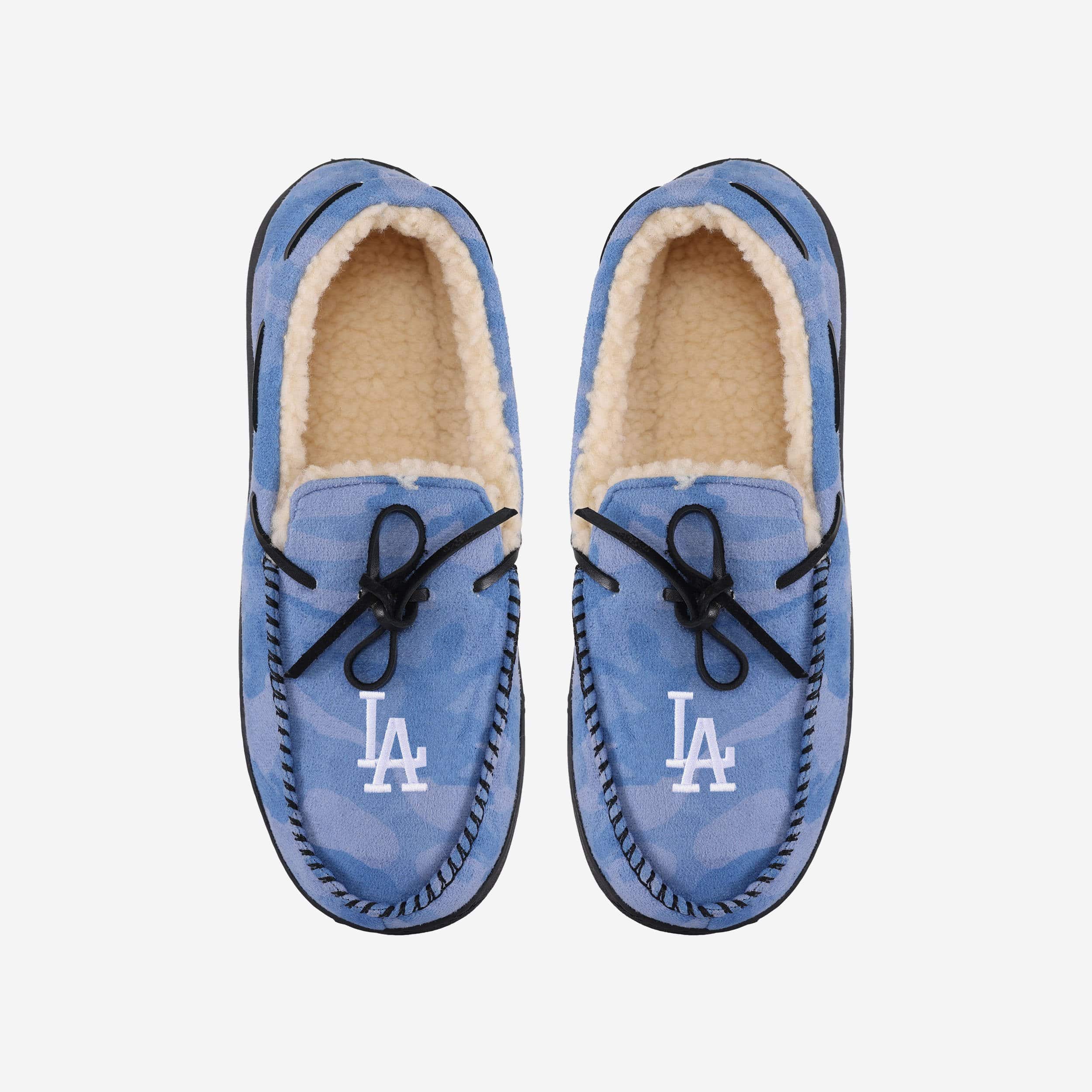 Los Angeles Dodgers Printed Camo Moccasin Slippers - Show Your Team Spirit!