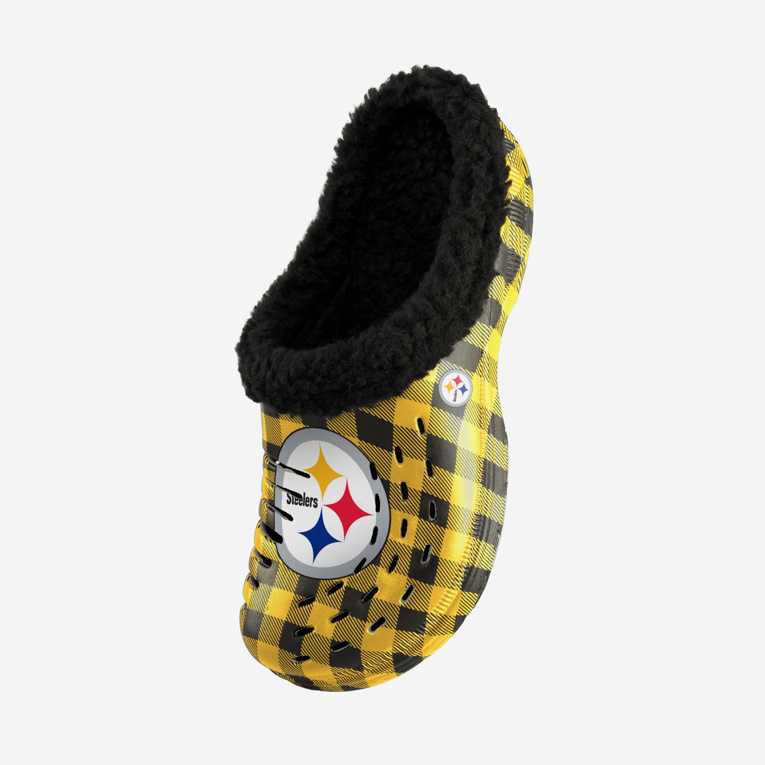 Pittsburgh Steelers Stylish Sherpa Lined Buffalo Check Clogs
