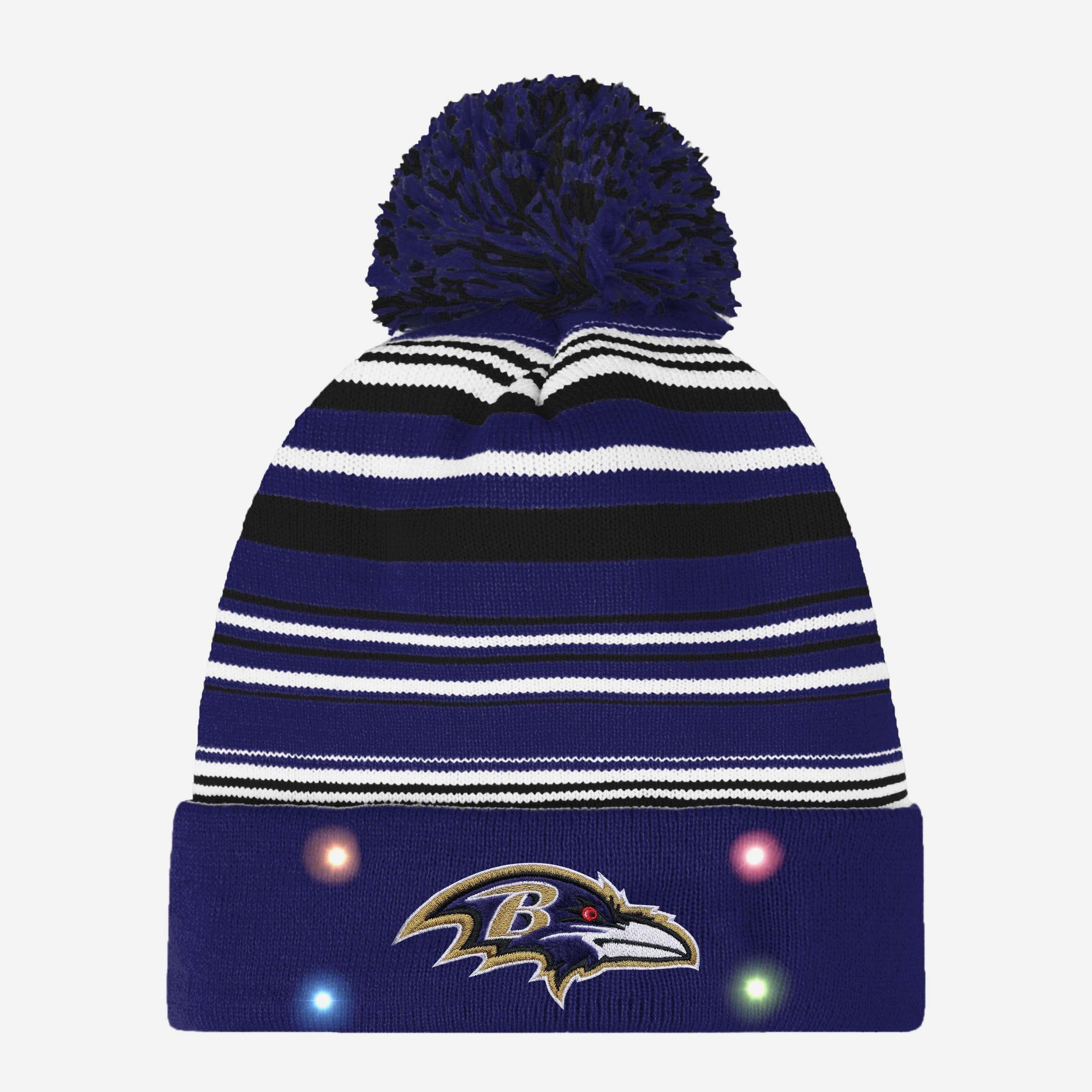 Baltimore Ravens Stunning Horizontal Stripe Light-Up Beanie
