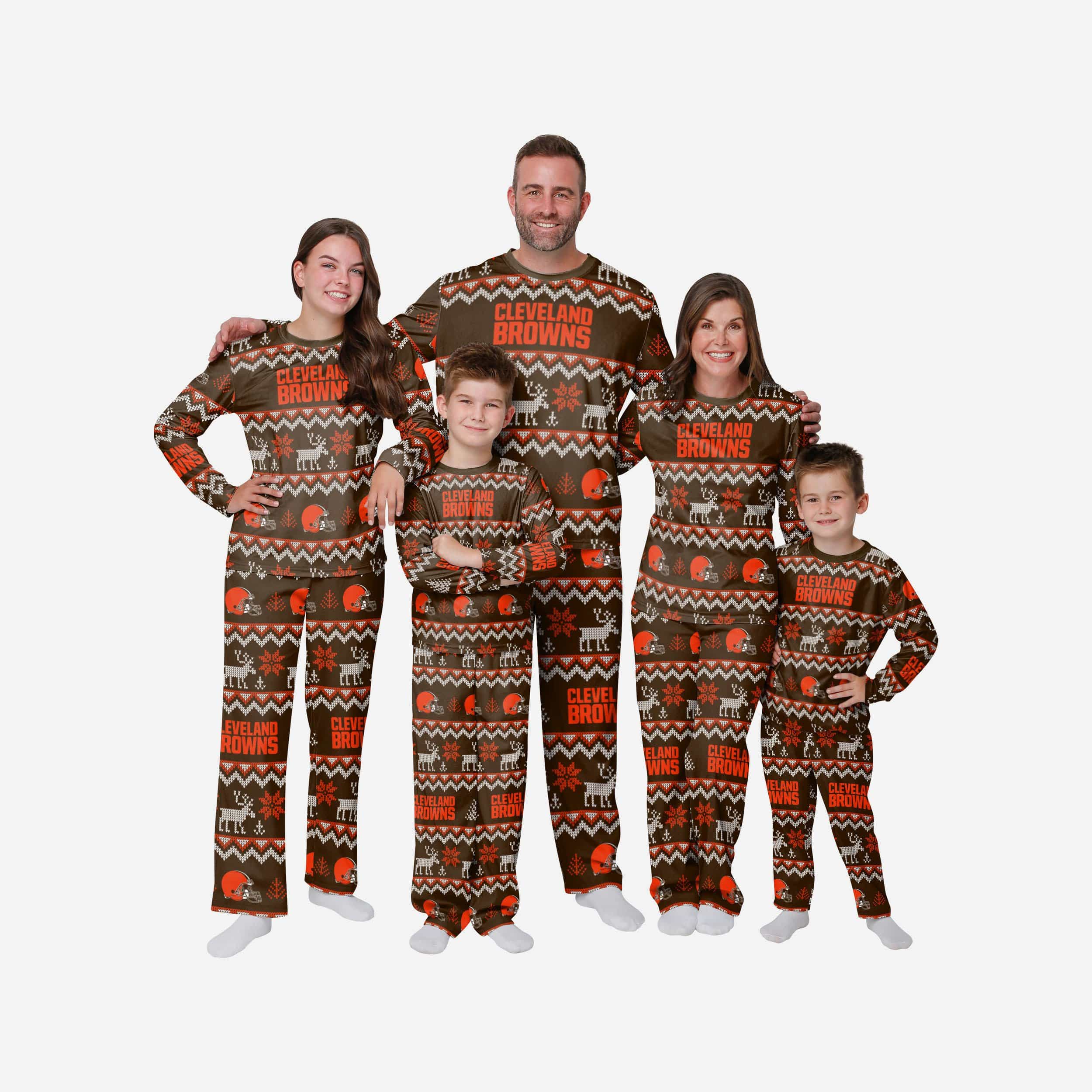 Cleveland Browns Men's Stylish Family Holiday Pajamas with Ugly Patterns