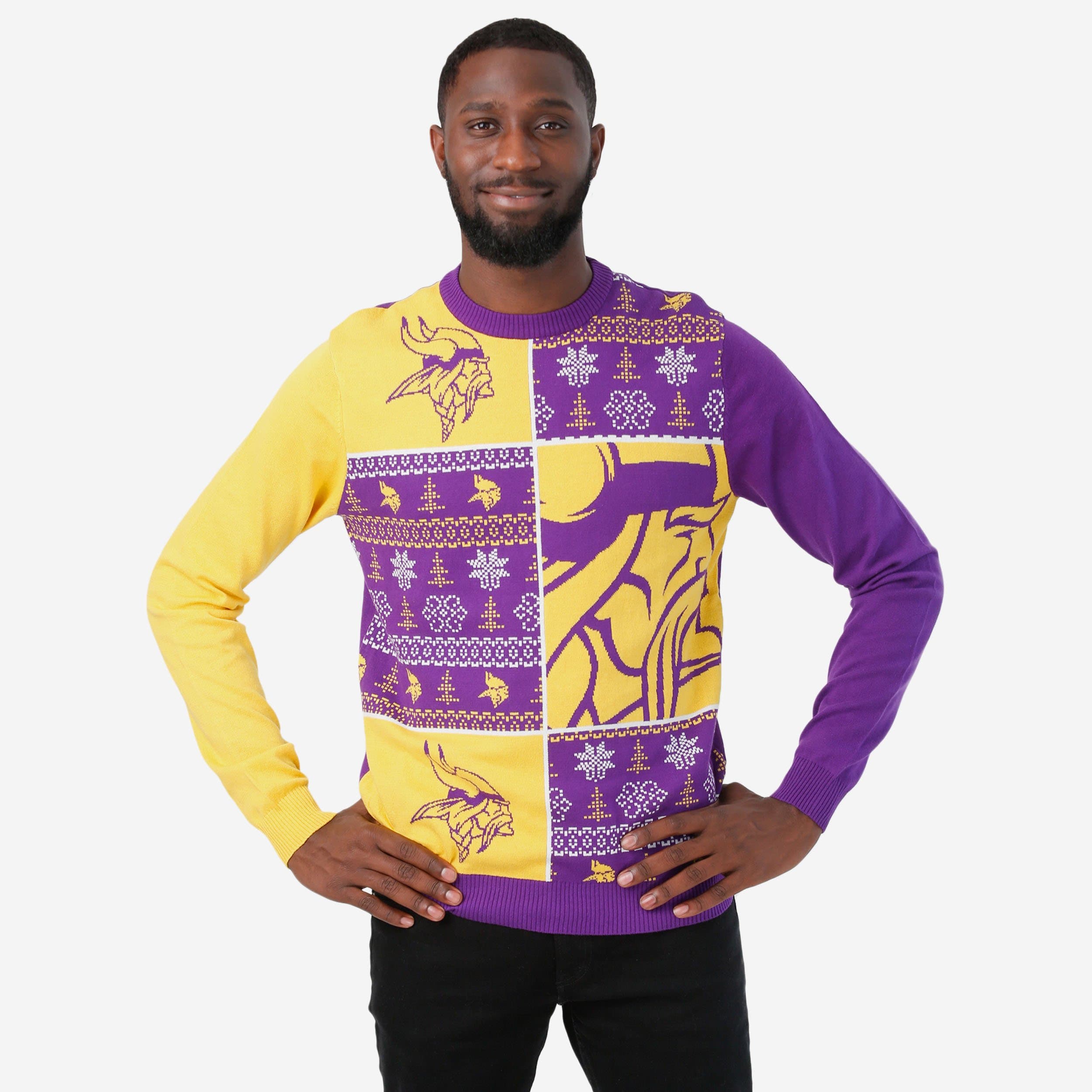 Minnesota Vikings Busy Block Snowfall Sweater
