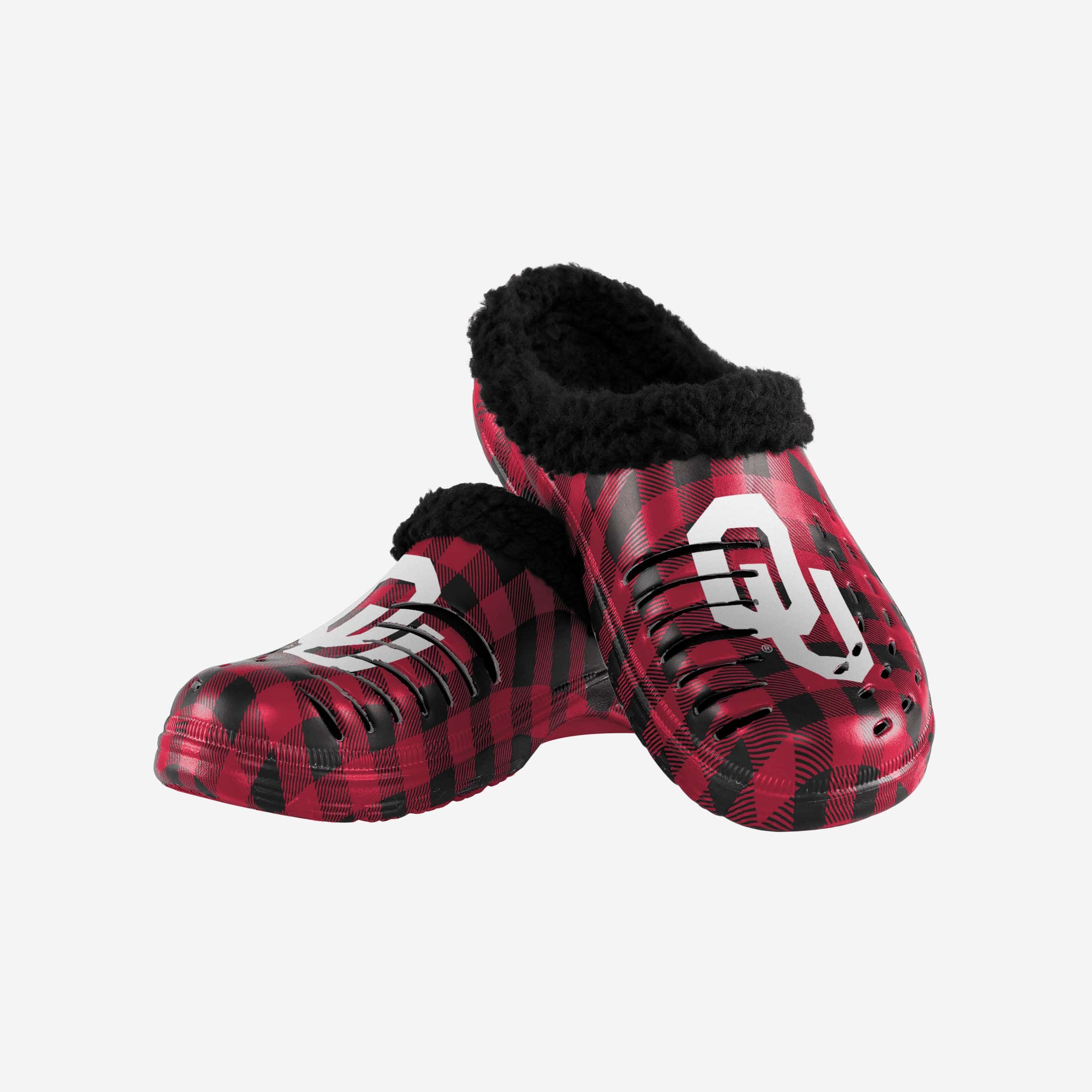 Oklahoma Sooners Sherpa-Lined Buffalo Check Clogs - Stylish Team Fandom Footwear