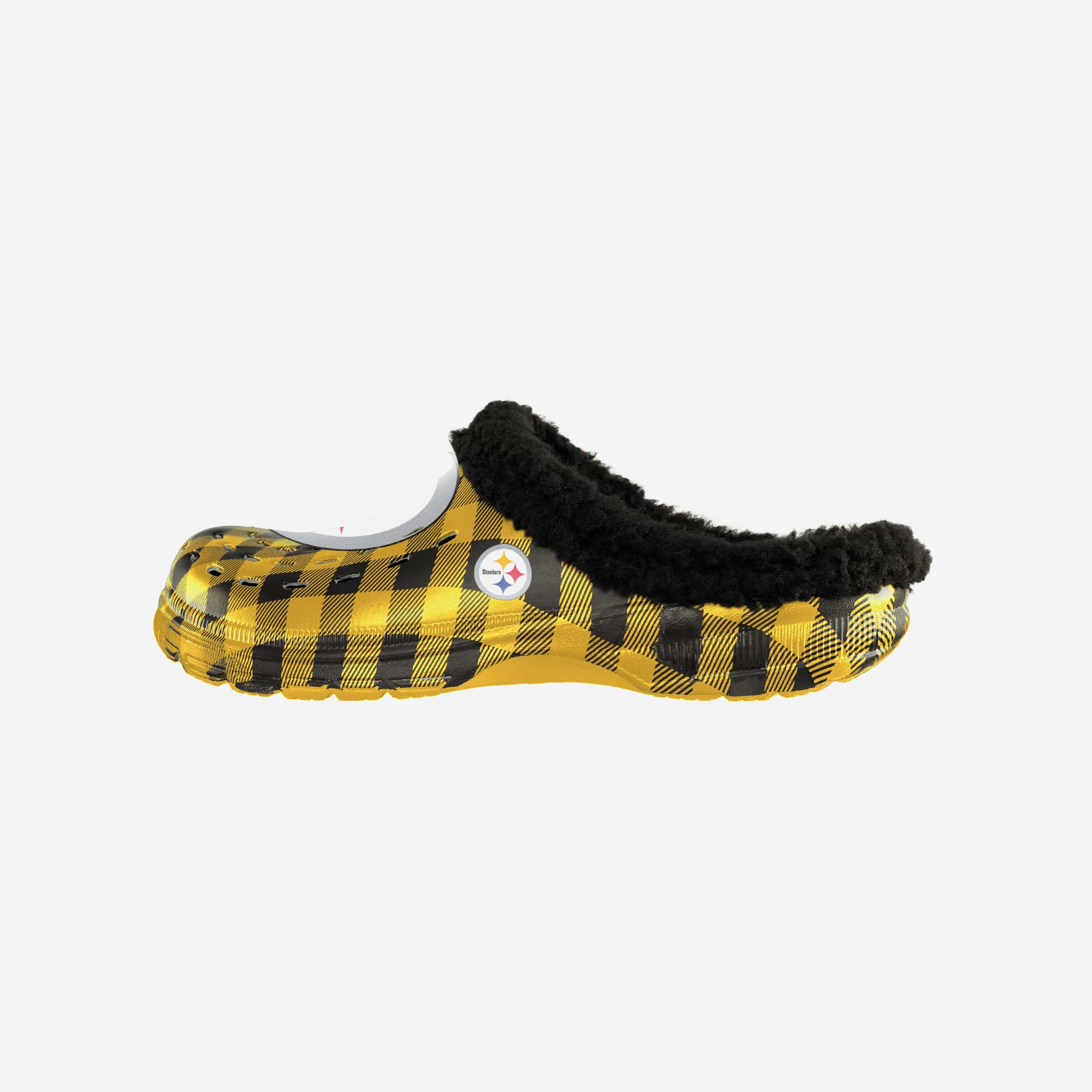 Pittsburgh Steelers Stylish Sherpa Lined Buffalo Check Clogs