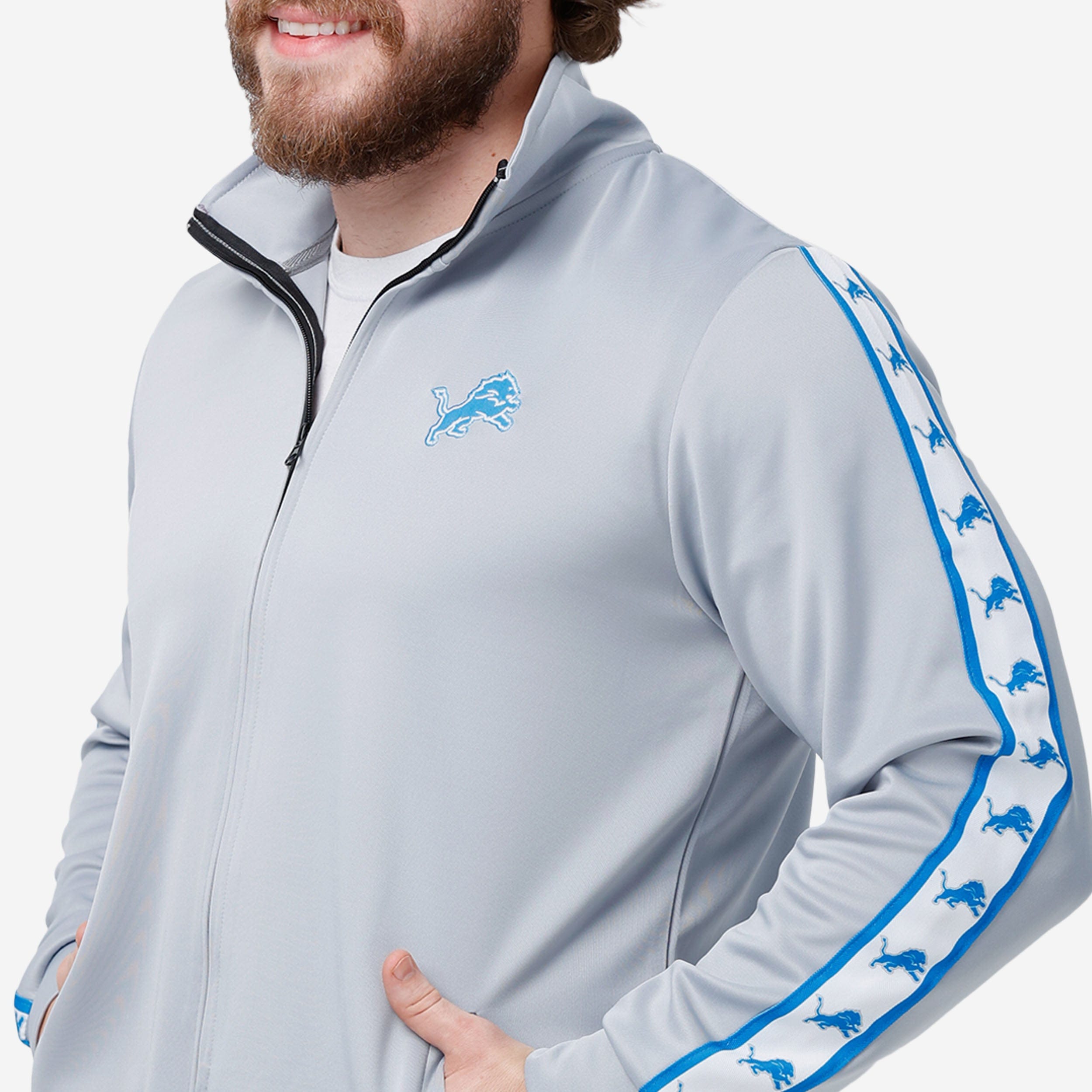 Detroit Lions Stylish Stripe Logo Track Jacket - Must - Have for Fans