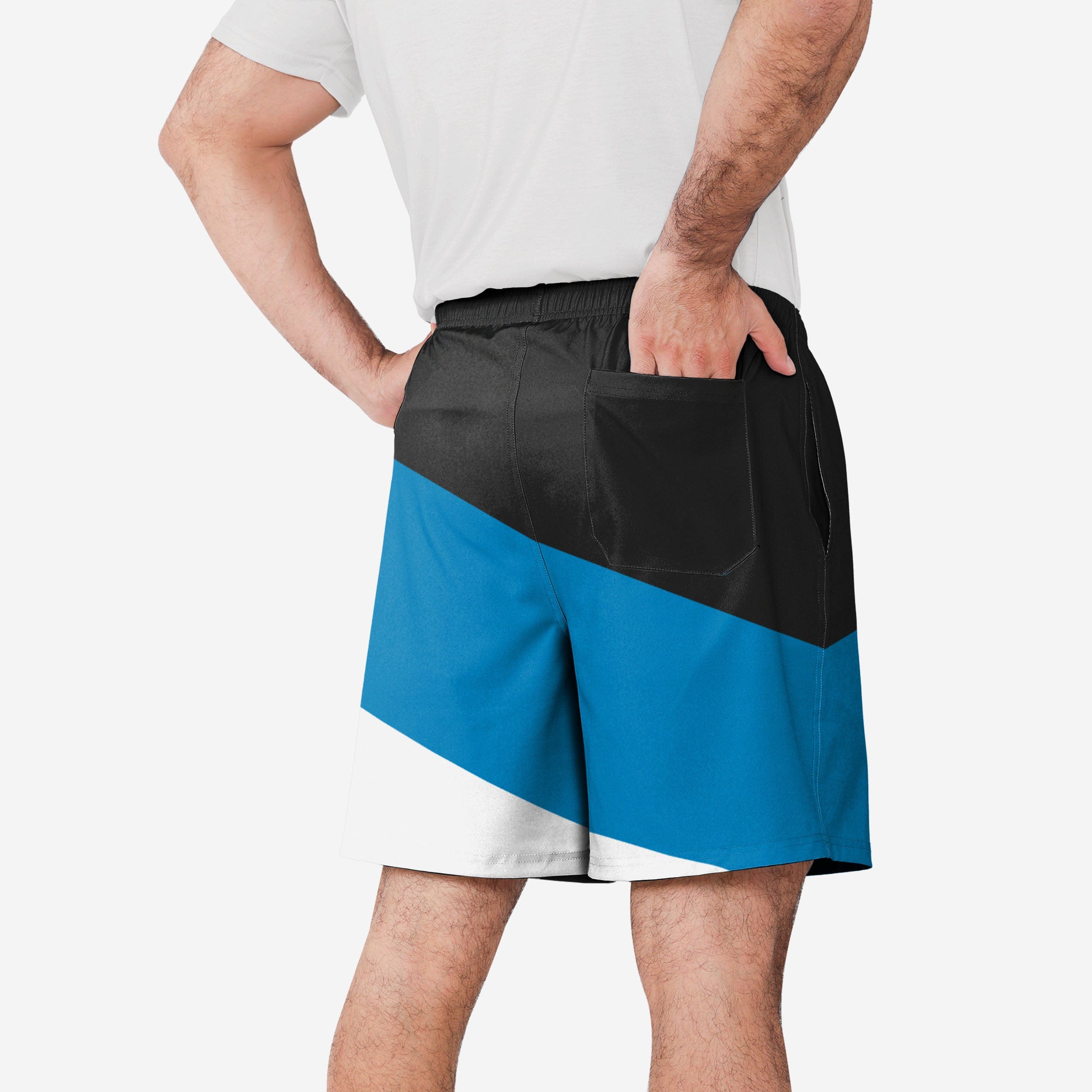 Carolina Panthers Stylish Colorblock Training Shorts with Double Liner