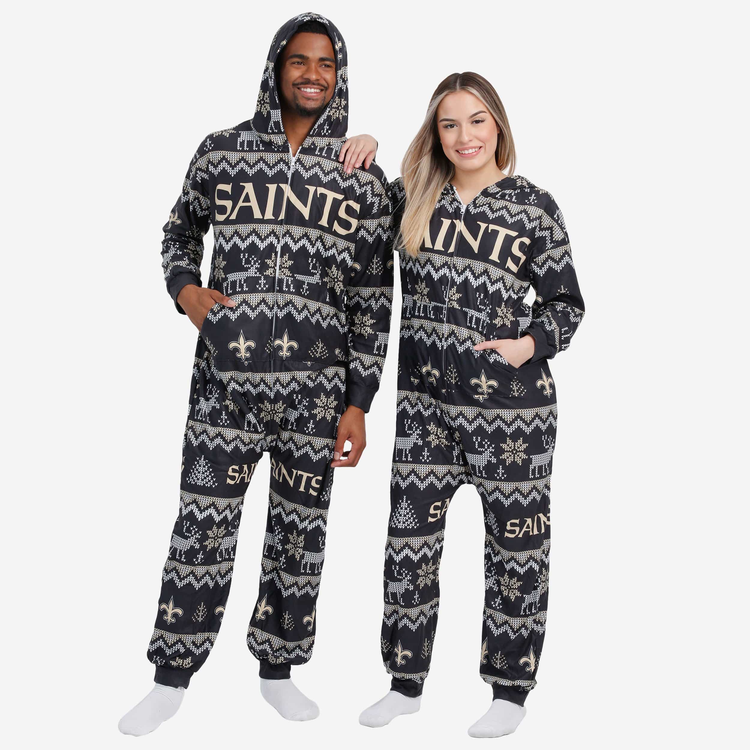 New Orleans Saints Festive One Piece Pajamas - Ideal for Holiday Fun