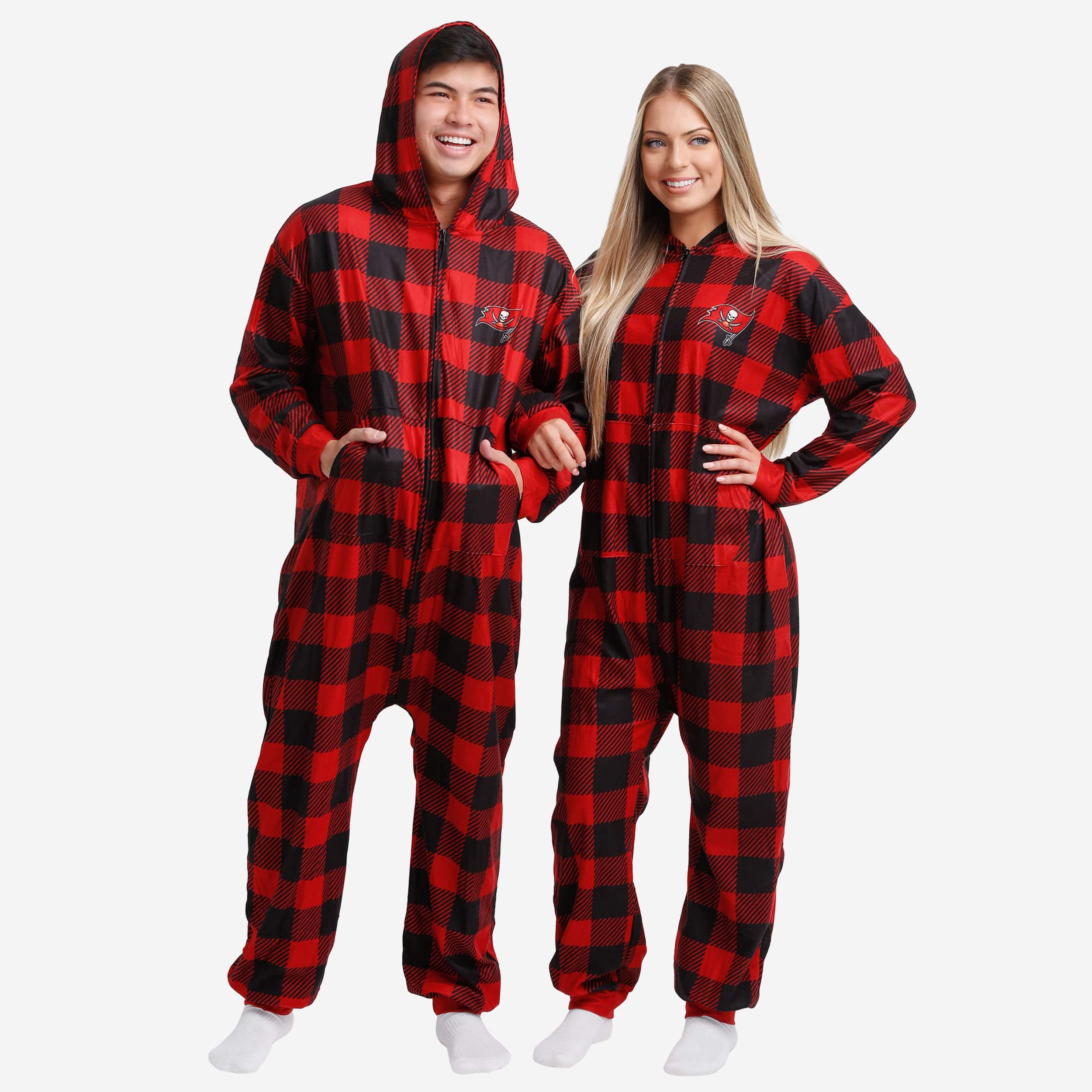 Tampa Bay Buccaneers Plaid Onesie Pajamas - The Ultimate Family Holiday Wear