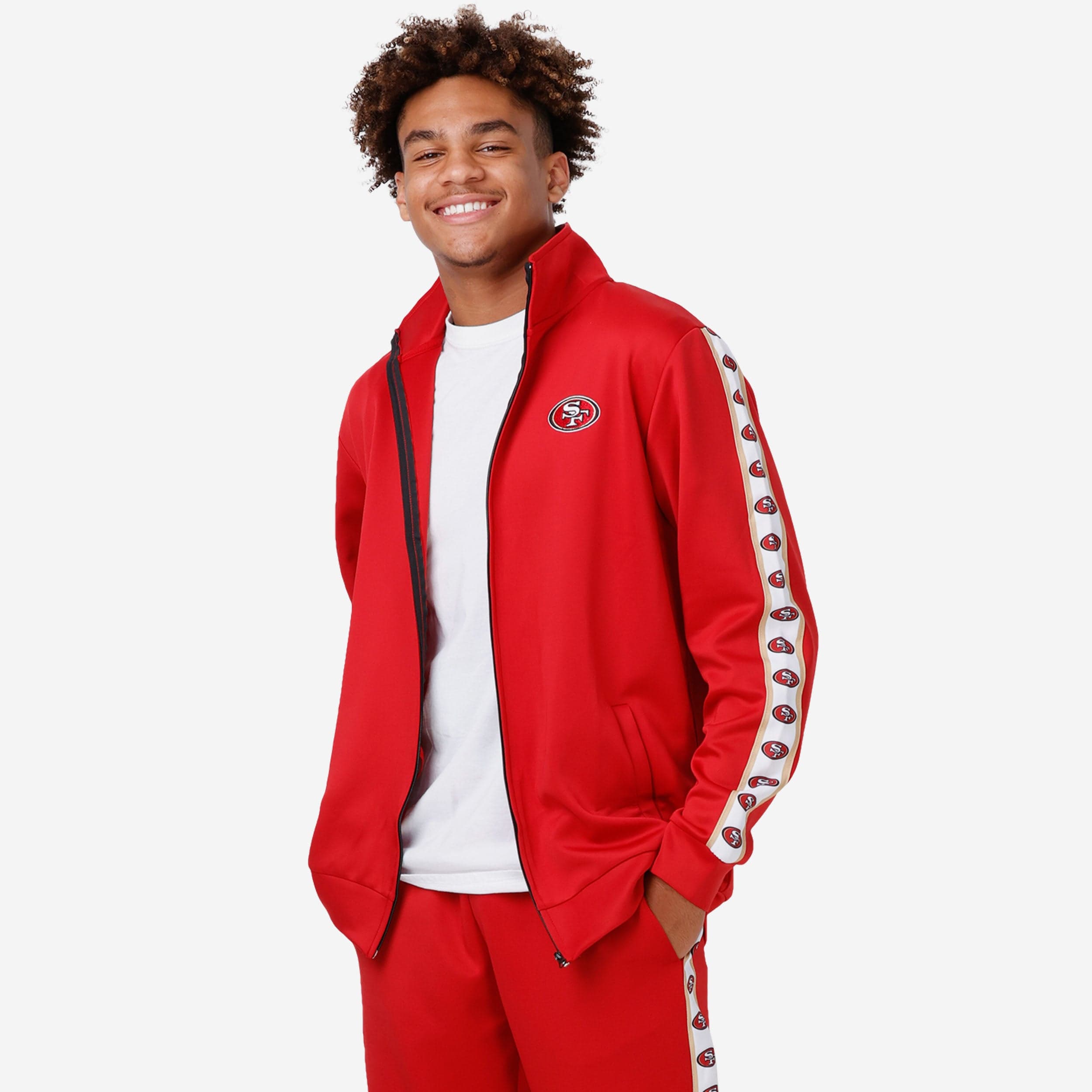San Francisco 49ers Stripe Logo Track Jacket - Gear Up for Team Spirit!
