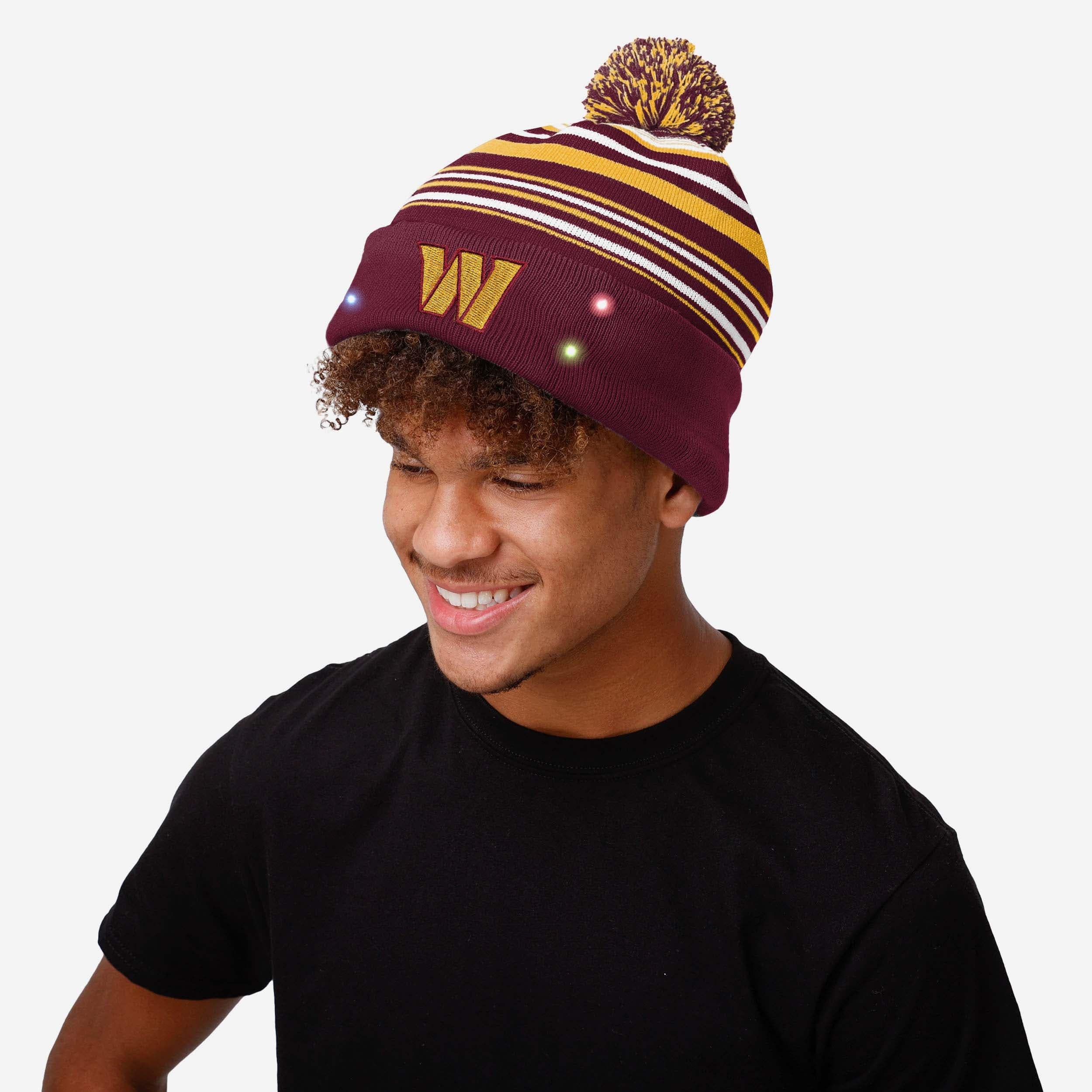 Washington Commanders Horizontal Stripe Glowing Beanie - Show Your Team Spirit!