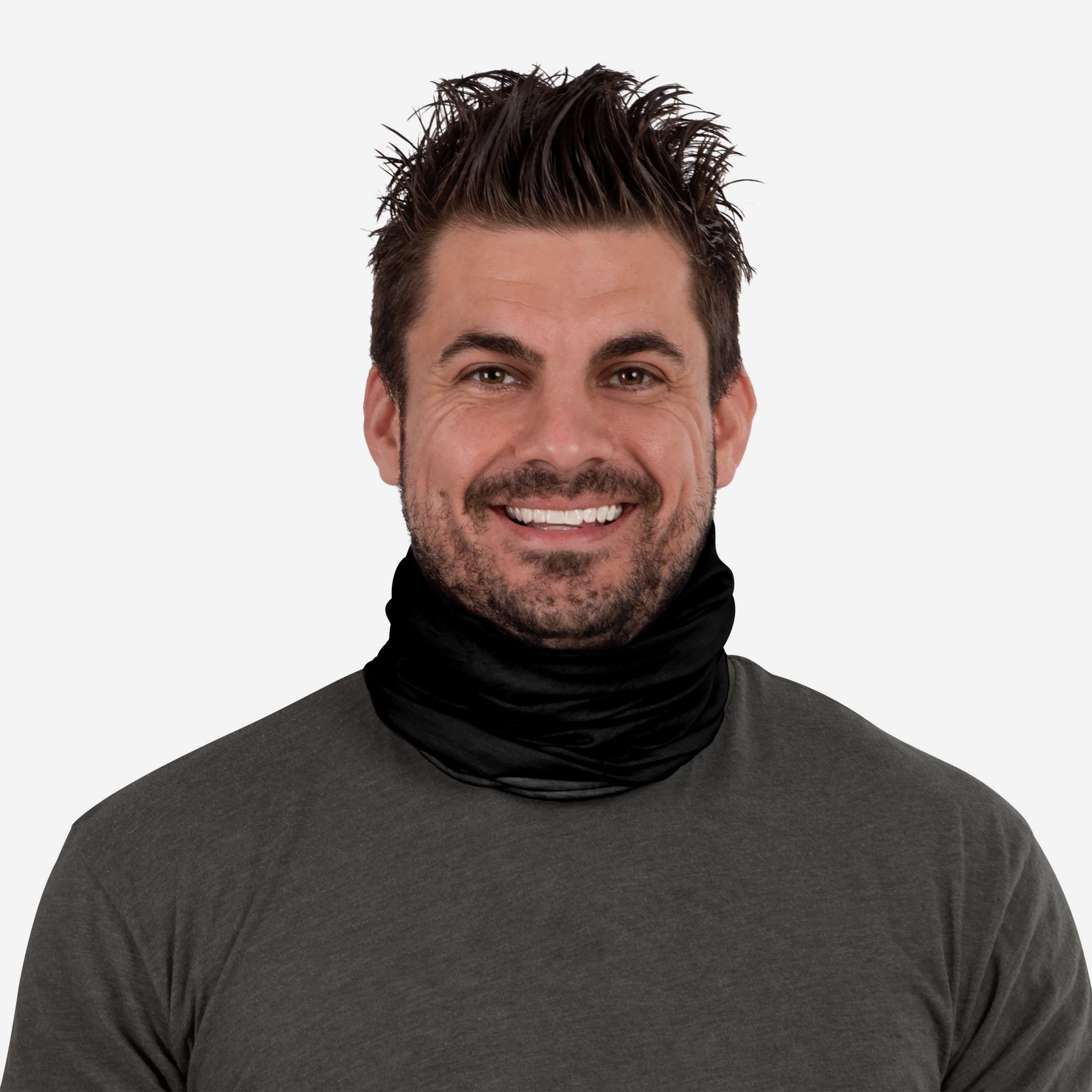 Stylish Black Plaid Brushed Polyester Gaiter Scarf - Your Ultimate Fashion Accessory