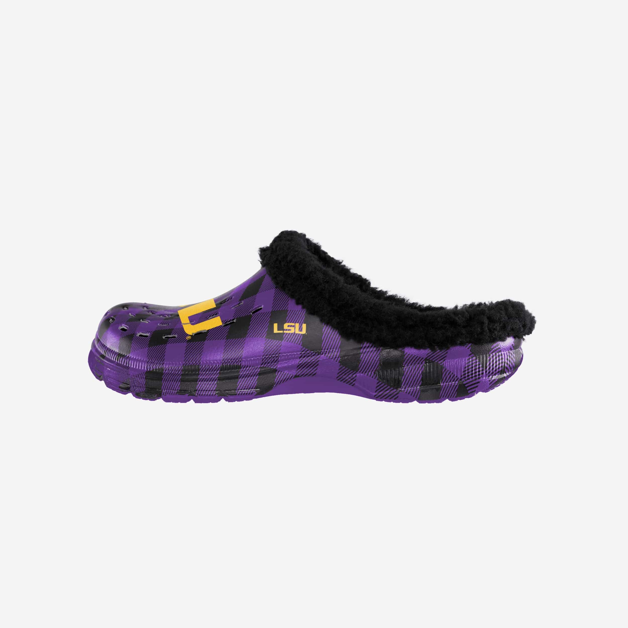 LSU Tigers Sherpa Lined Buffalo Check Clogs - Fashionable Team Spirit